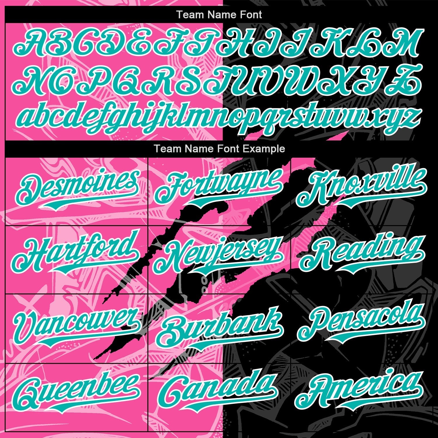 Custom Graffiti Pattern Aqua Black-Pink 3D Scratch Authentic Baseball Jersey baseball jersey product view 4