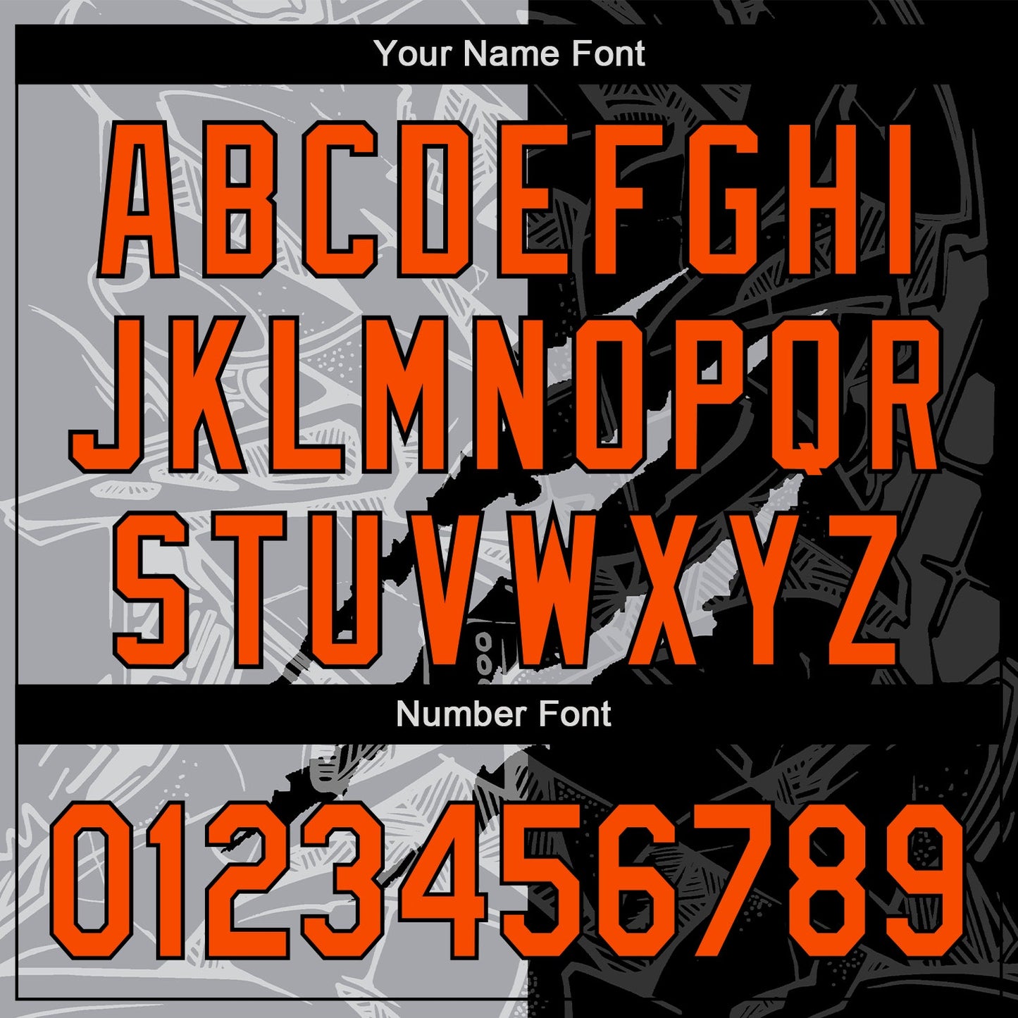 Custom Graffiti Pattern Orange Black-Gray 3D Scratch Authentic Baseball Jersey baseball jersey product view 5