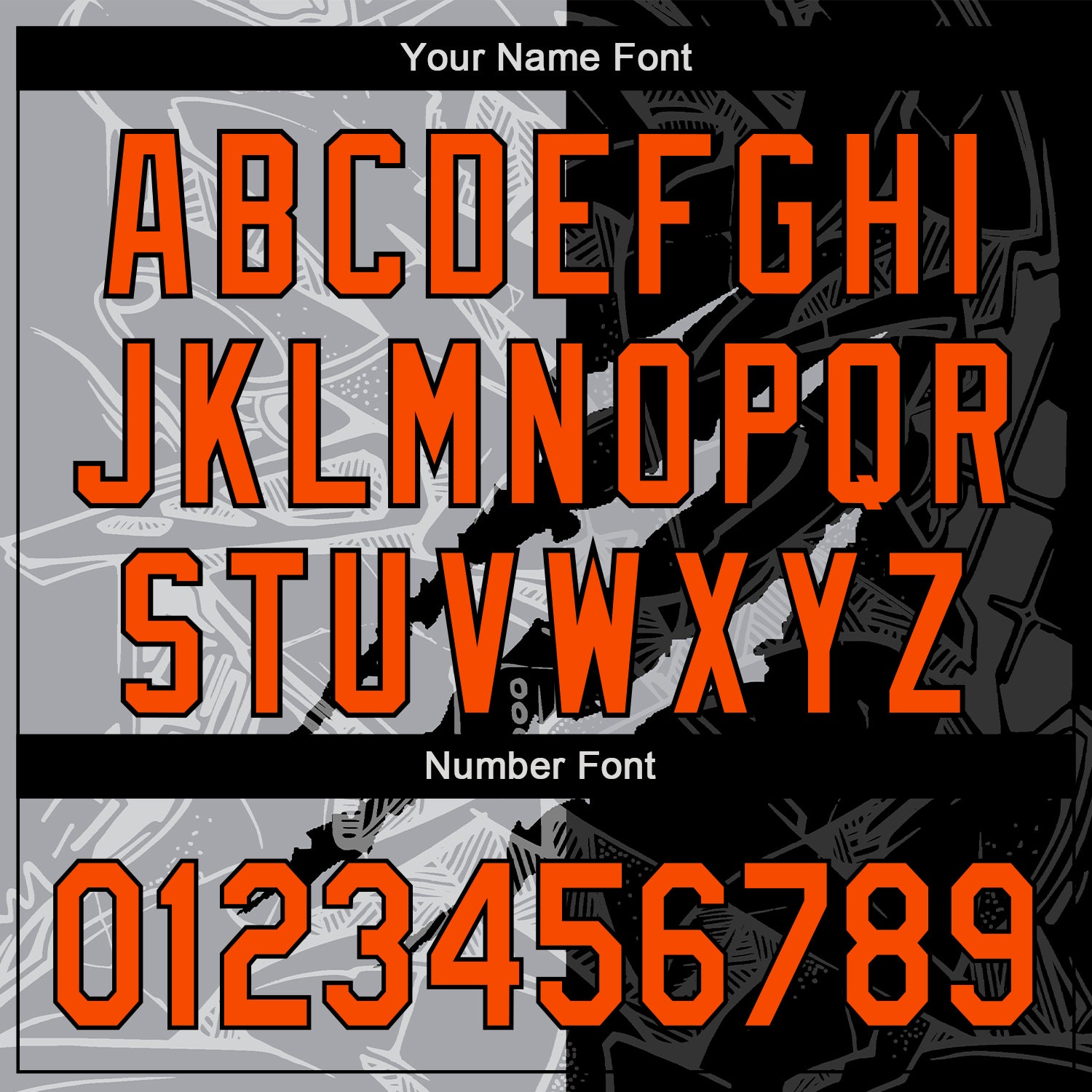 Custom Graffiti Pattern Orange Black-Gray 3D Scratch Authentic Baseball Jersey baseball jersey product view 5