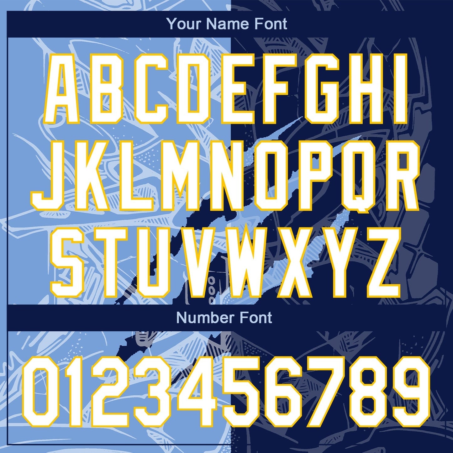 Custom Graffiti Pattern White Navy Light Blue-Yellow 3D Scratch Authentic Baseball Jersey baseball jersey product view 5