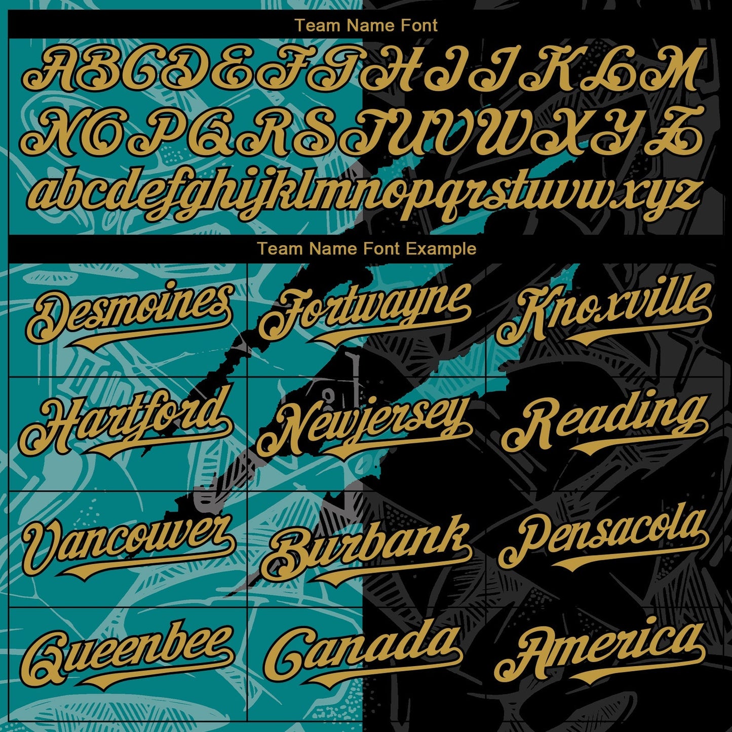 Custom Graffiti Pattern Old Gold Black-Teal 3D Scratch Authentic Baseball Jersey baseball jersey product view 4