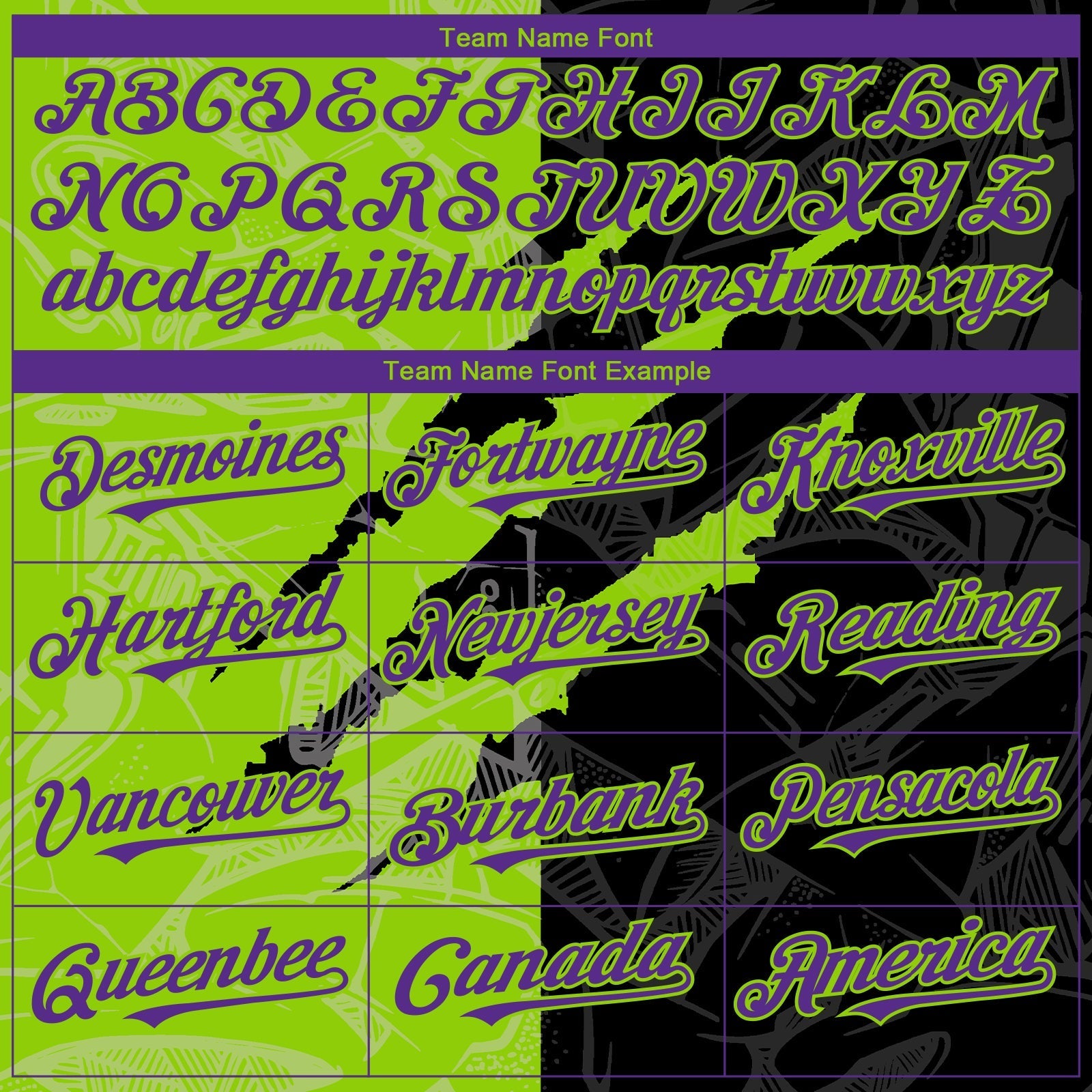Custom Graffiti Pattern Purple Black-Neon Green 3D Scratch Authentic Baseball Jersey baseball jersey product view 4