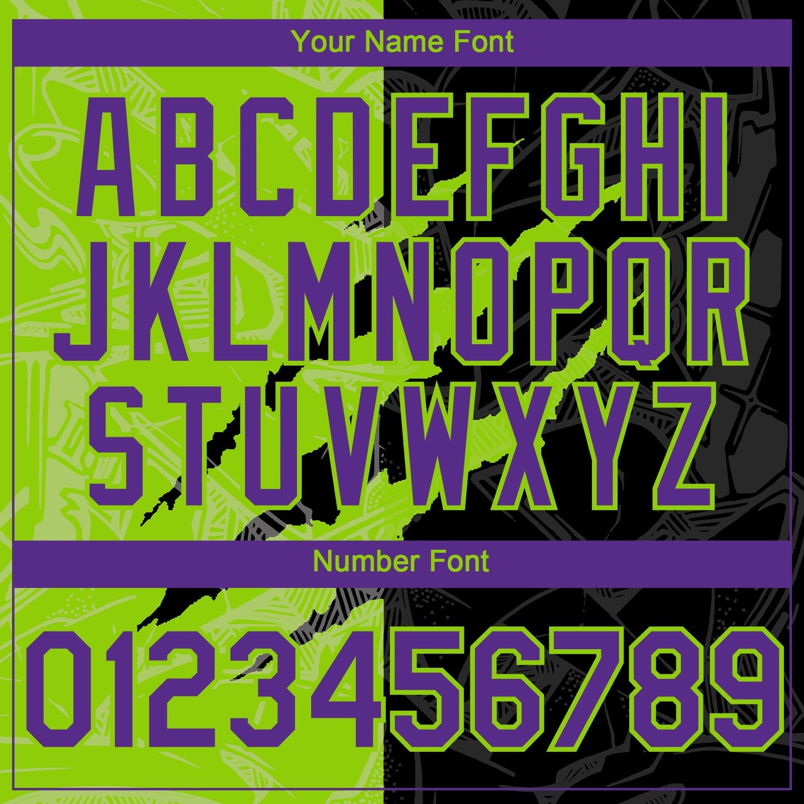 Custom Graffiti Pattern Purple Black-Neon Green 3D Scratch Authentic Baseball Jersey baseball jersey product view 5