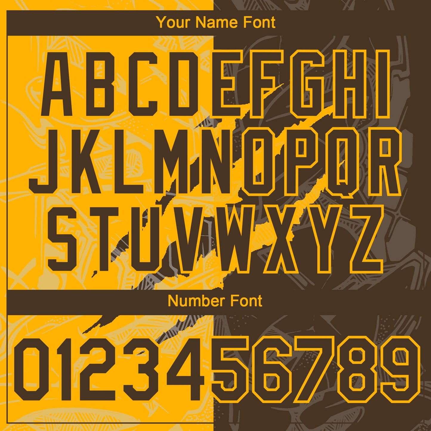 Custom Graffiti Pattern Brown-Gold 3D Scratch Authentic Baseball Jersey baseball jersey product view 5