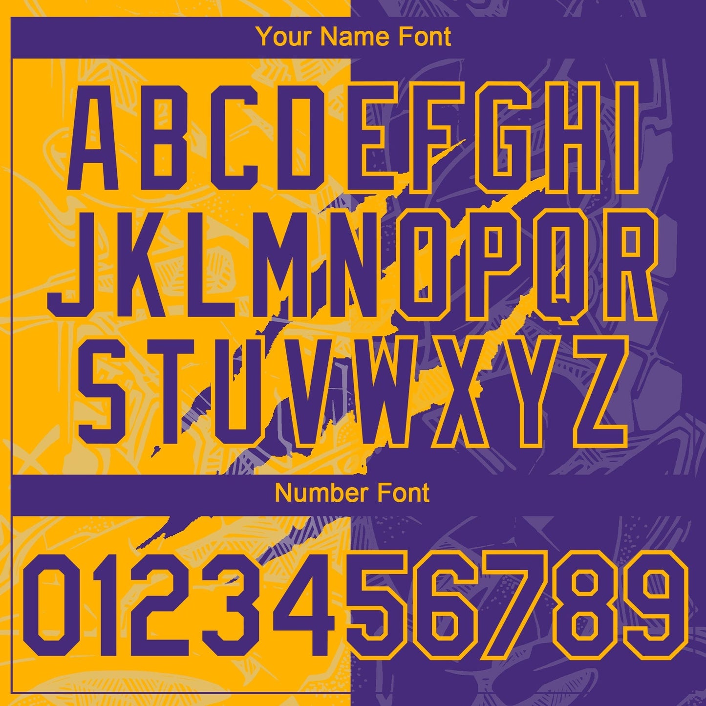 Custom Graffiti Pattern Purple-Gold 3D Scratch Authentic Baseball Jersey baseball jersey product view 5