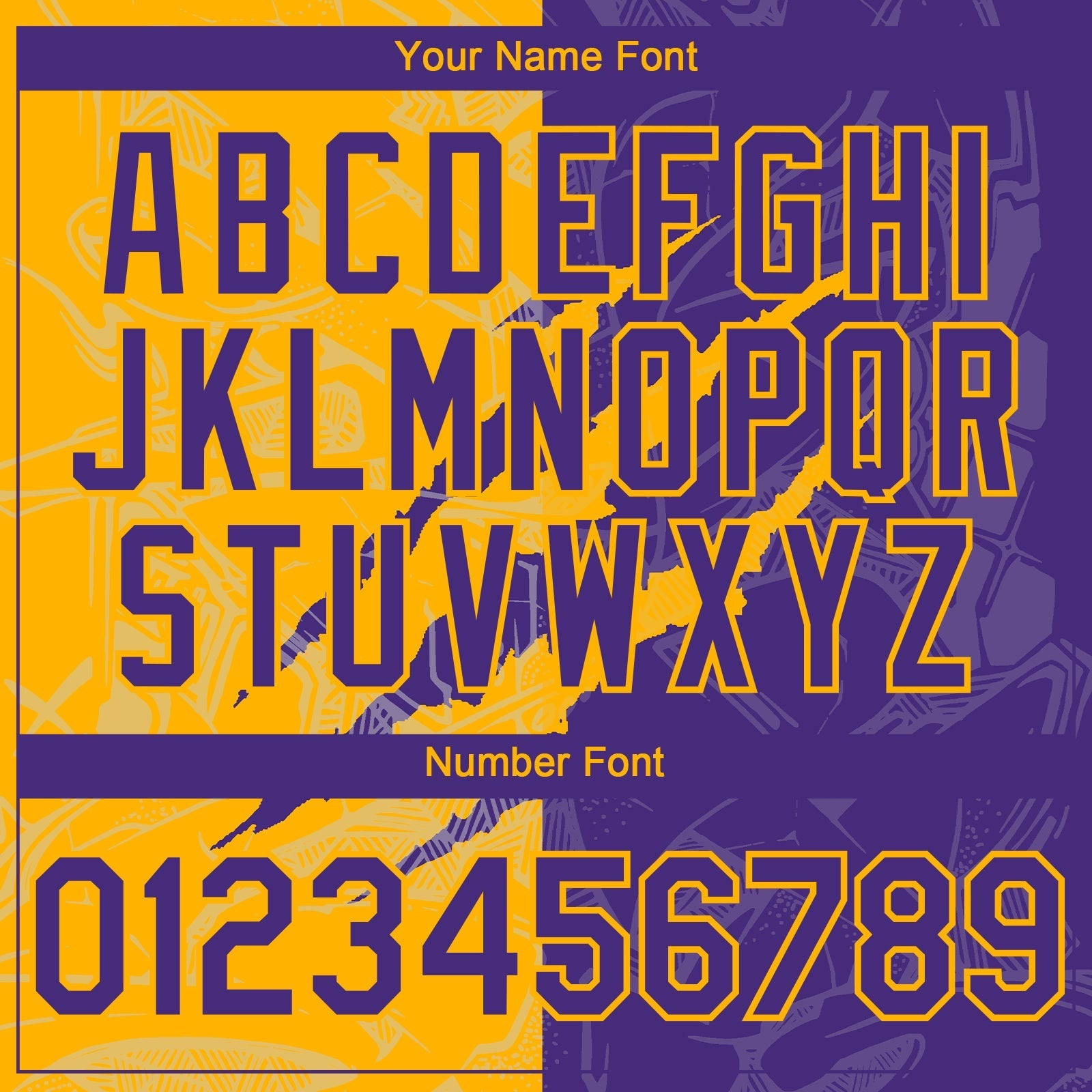 Custom Graffiti Pattern Purple-Gold 3D Scratch Authentic Baseball Jersey baseball jersey product view 5