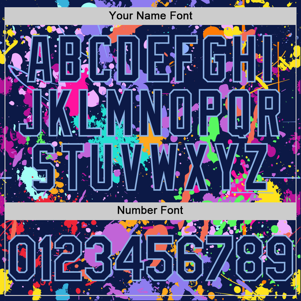 Custom Graffiti Pattern Navy-Light Blue Authentic Baseball Jersey baseball jersey product view 5