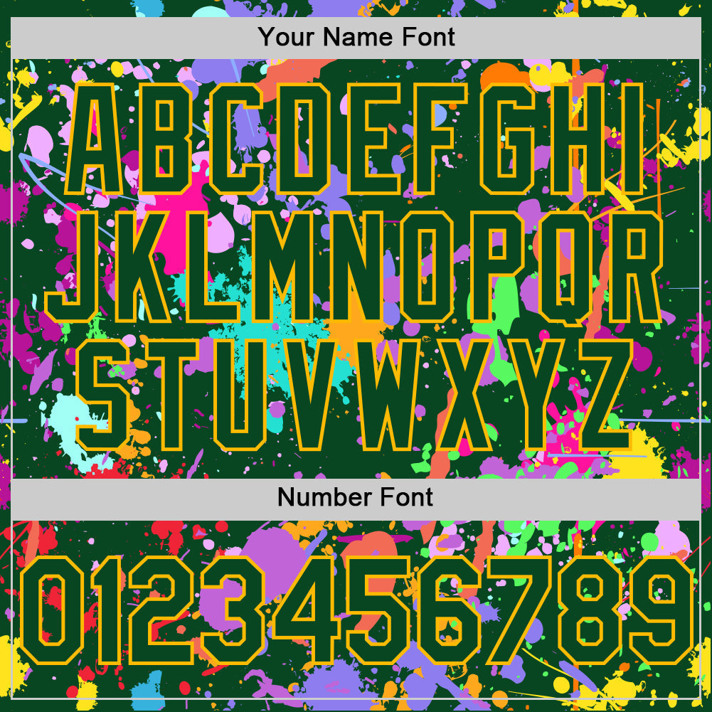 Custom Graffiti Pattern Green-Gold Authentic Baseball Jersey baseball jersey product view 5