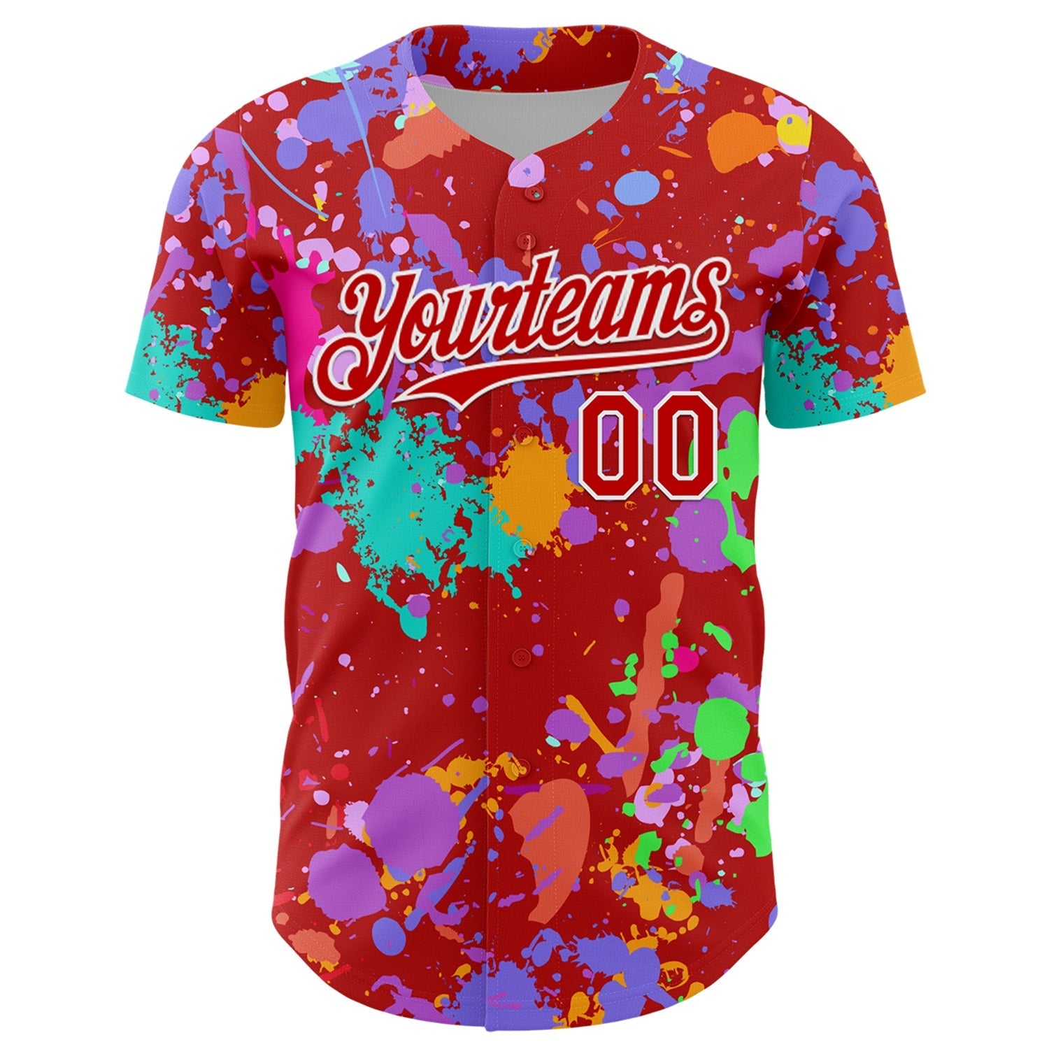 Custom Graffiti Pattern Red-White Authentic Baseball Jersey baseball jersey product view 2