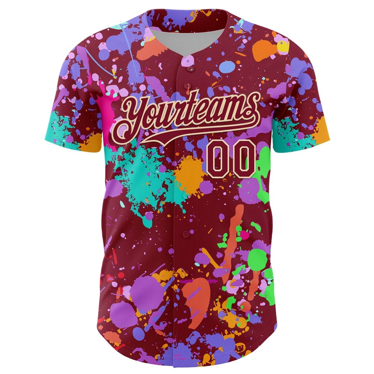 Custom Graffiti Pattern Crimson-Cream Authentic Baseball Jersey baseball jersey product view 2
