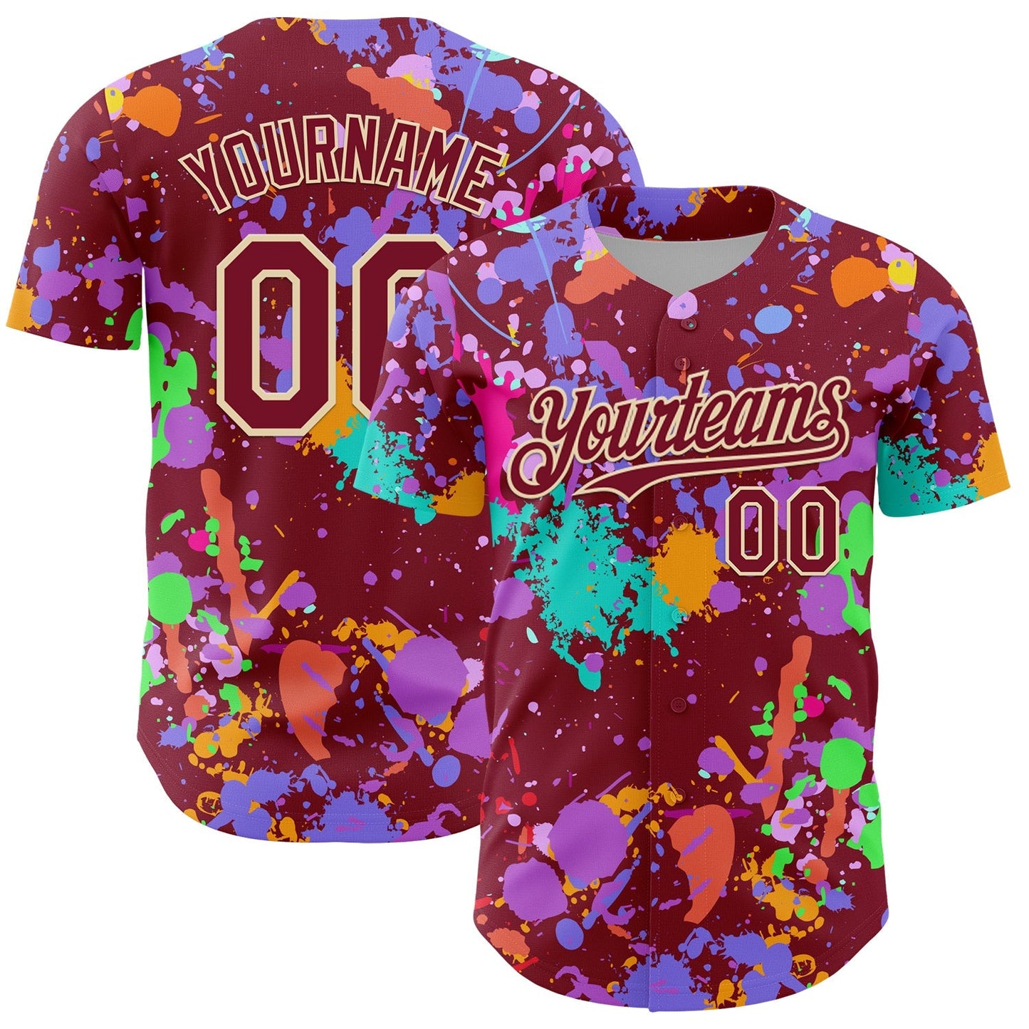 Custom Graffiti Pattern Crimson-Cream Authentic Baseball Jersey baseball jersey product view 1