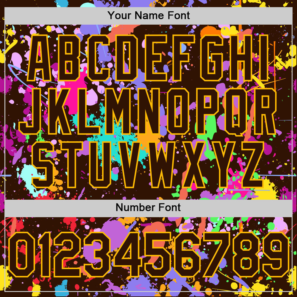 Custom Graffiti Pattern Brown-Gold Authentic Baseball Jersey baseball jersey product view 5