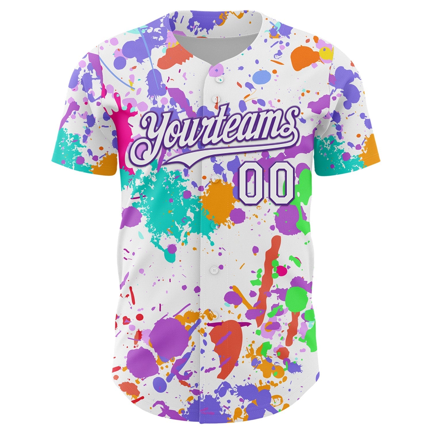 Custom Graffiti Pattern White-Purple Authentic Baseball Jersey baseball jersey product view 2