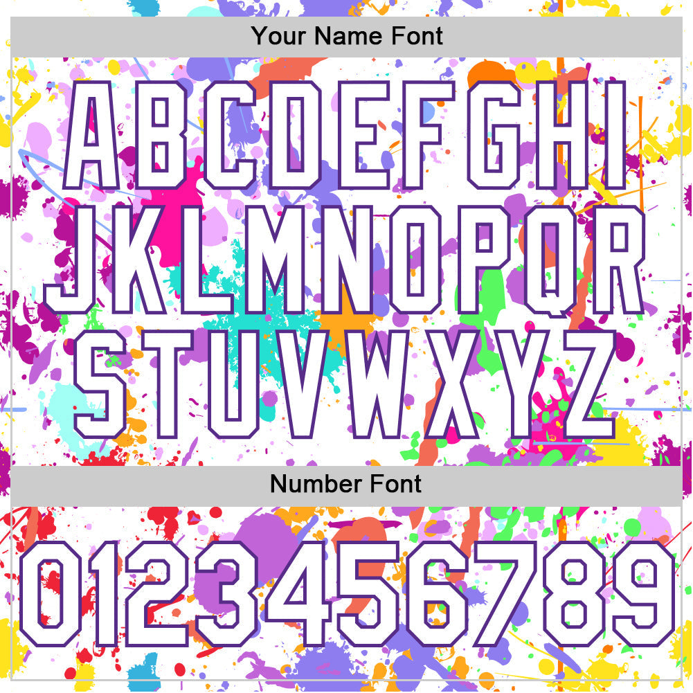 Custom Graffiti Pattern White-Purple Authentic Baseball Jersey baseball jersey product view 5