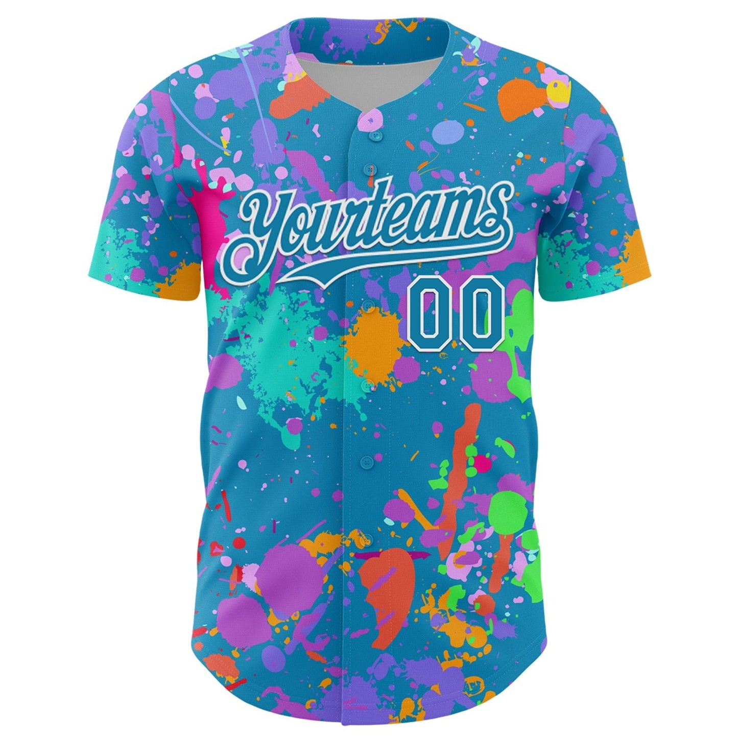 Custom Graffiti Pattern Panther Blue-White Authentic Baseball Jersey baseball jersey product view 2