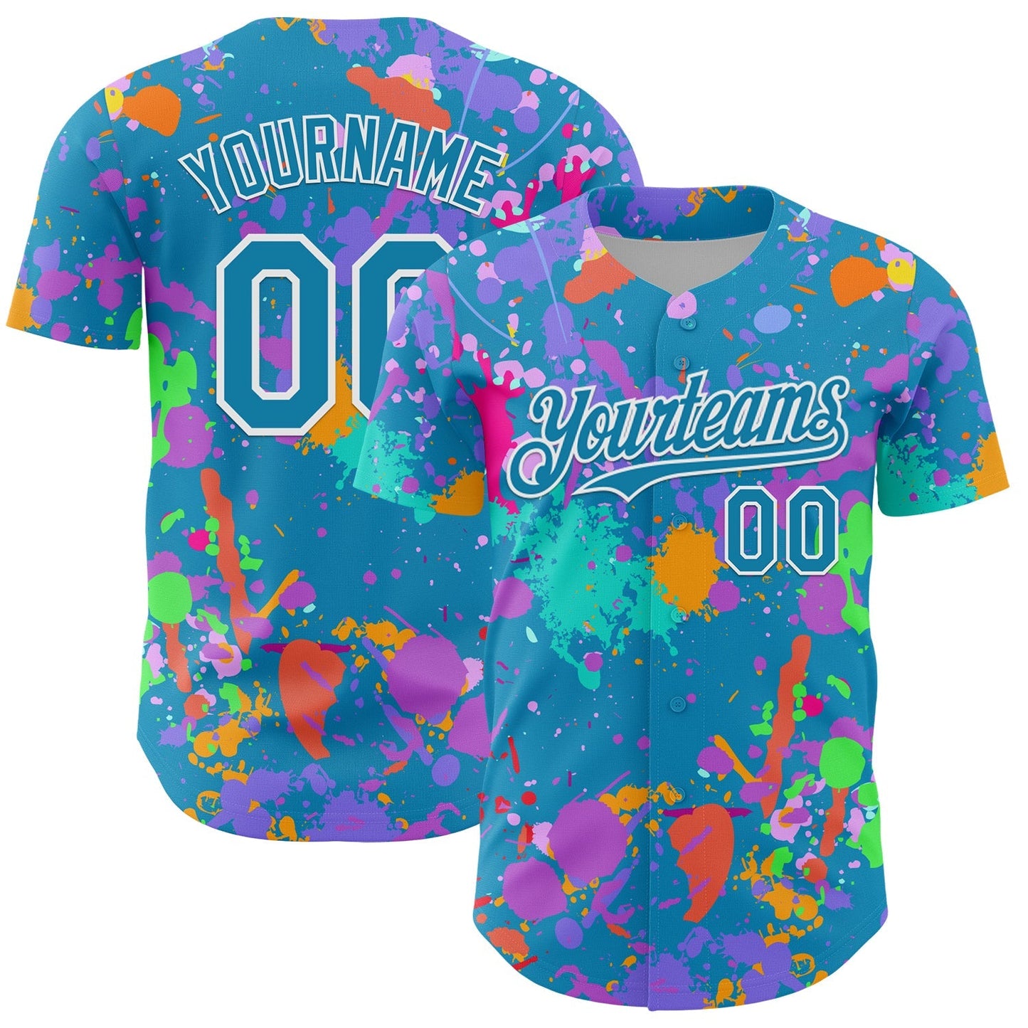Custom Graffiti Pattern Panther Blue-White Authentic Baseball Jersey baseball jersey product view 1