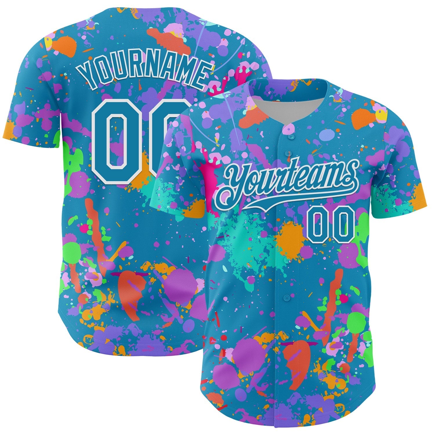 Custom Graffiti Pattern Panther Blue-White Authentic Baseball Jersey baseball jersey product view 1