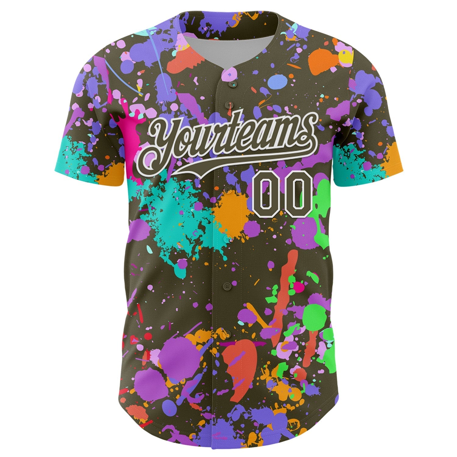 Custom Graffiti Pattern Olive-White Authentic Baseball Jersey baseball jersey product view 2