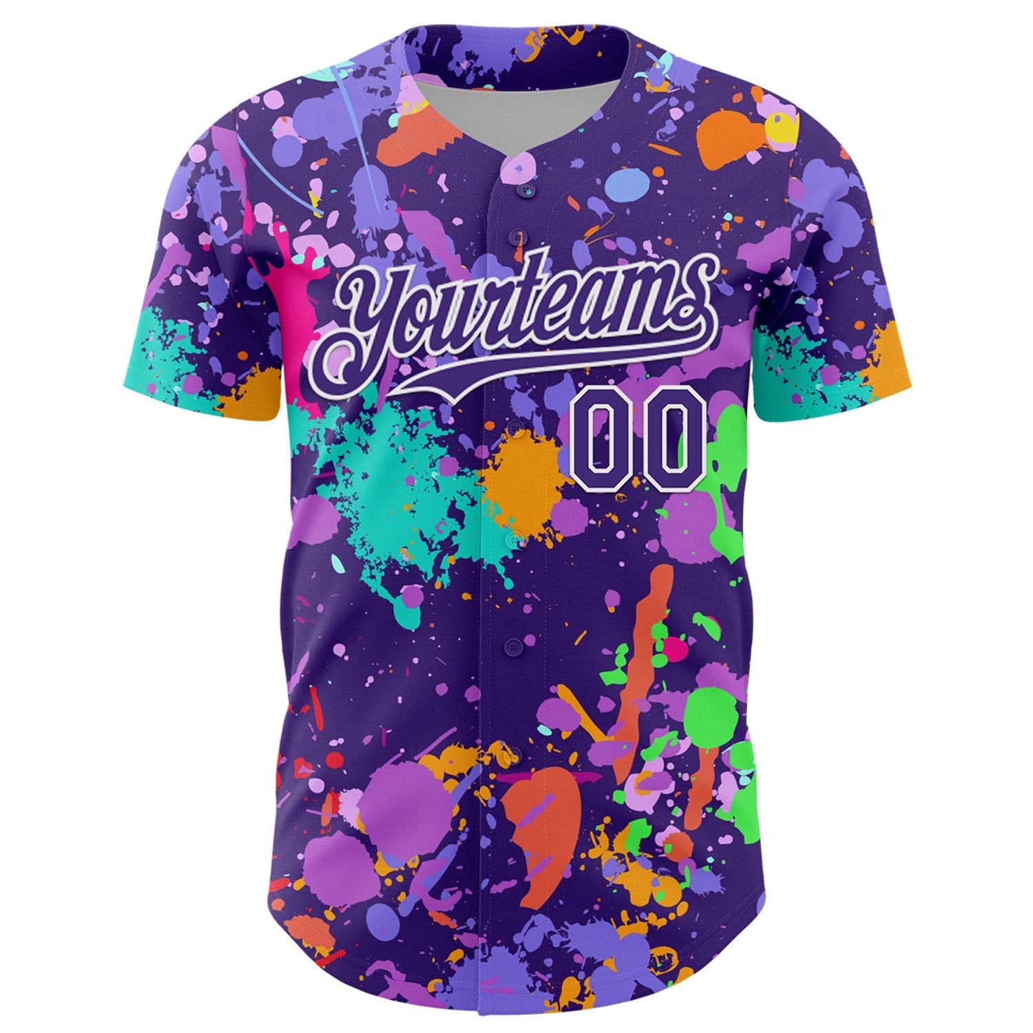 Custom Graffiti Pattern Purple-White Authentic Baseball Jersey baseball jersey product view 2