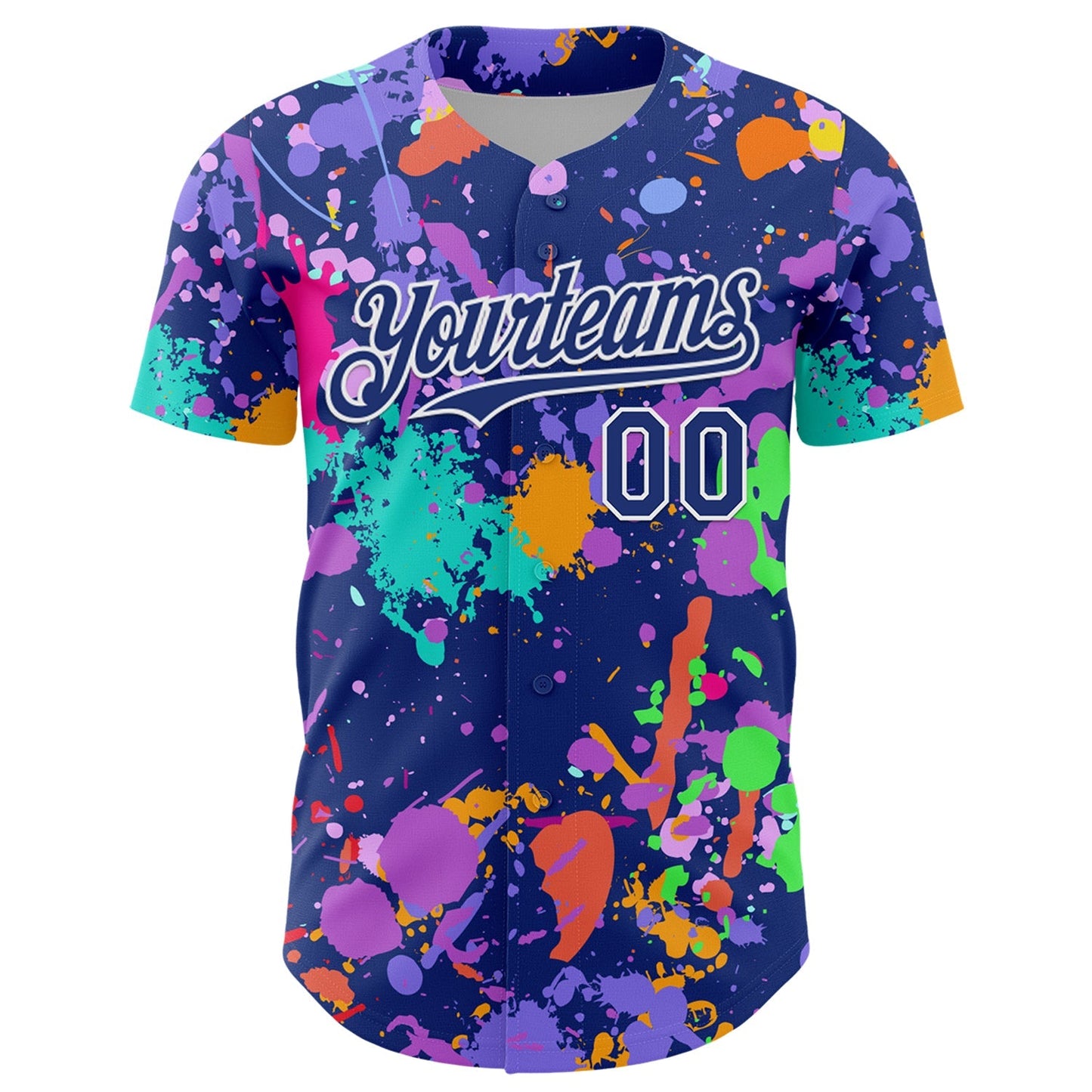 Custom Graffiti Pattern Royal-White Authentic Baseball Jersey baseball jersey product view 2