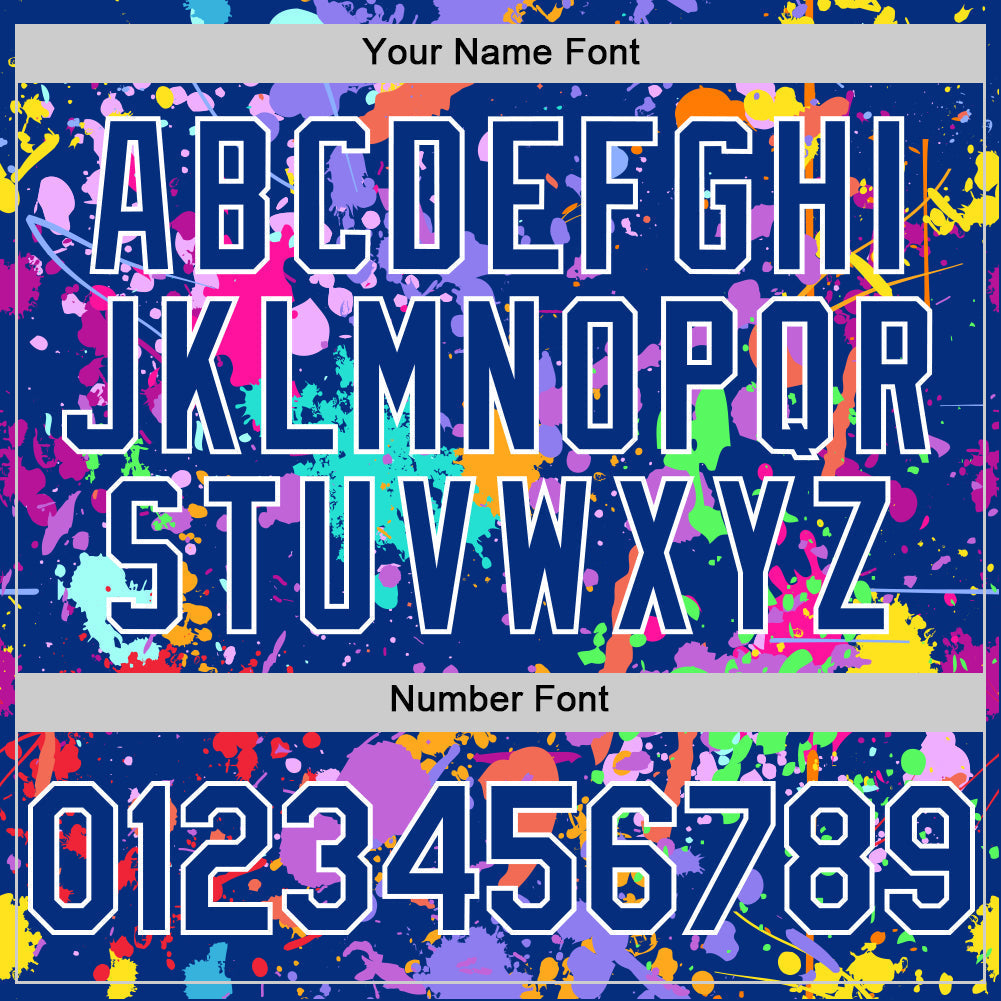 Custom Graffiti Pattern Royal-White Authentic Baseball Jersey baseball jersey product view 5