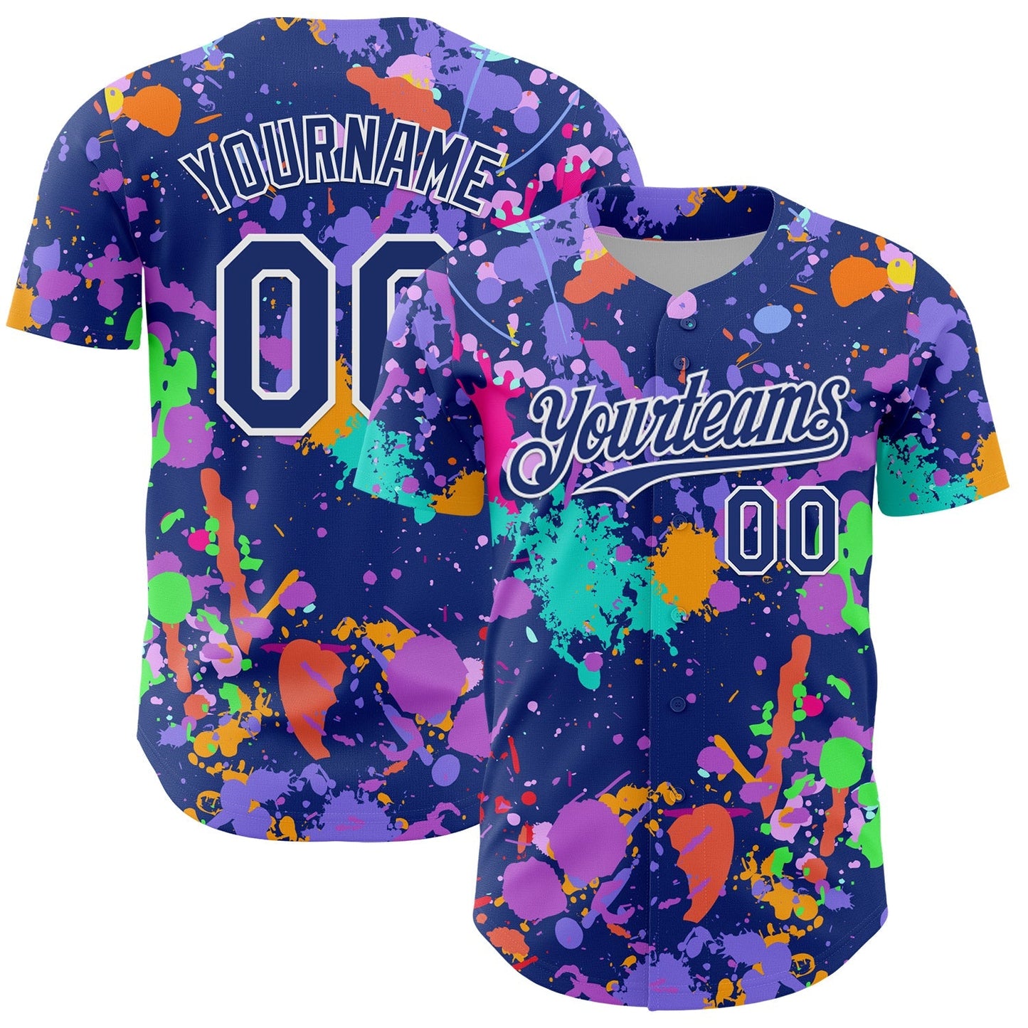 Custom Graffiti Pattern Royal-White Authentic Baseball Jersey baseball jersey product view 1
