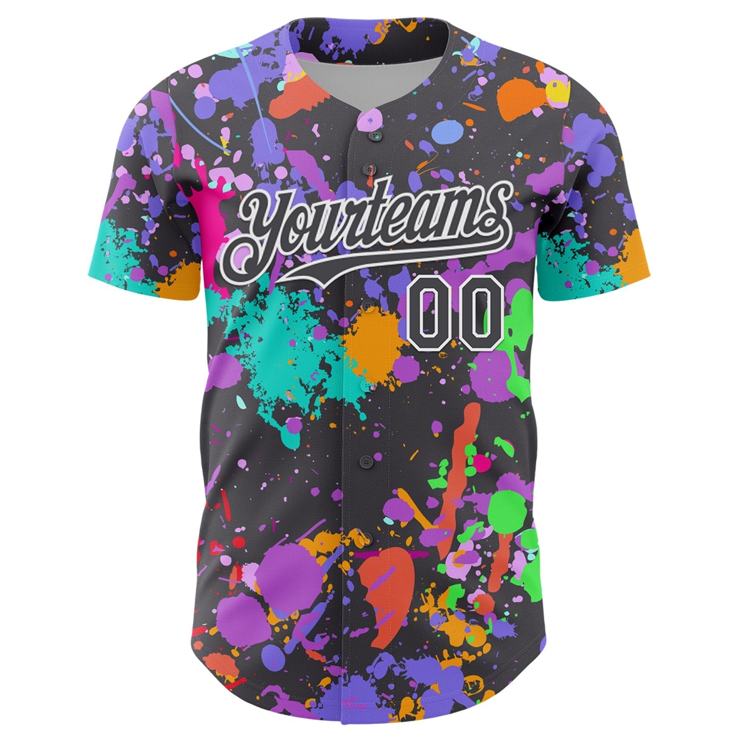 Custom Graffiti Pattern Steel Gray-White Authentic Baseball Jersey baseball jersey product view 2