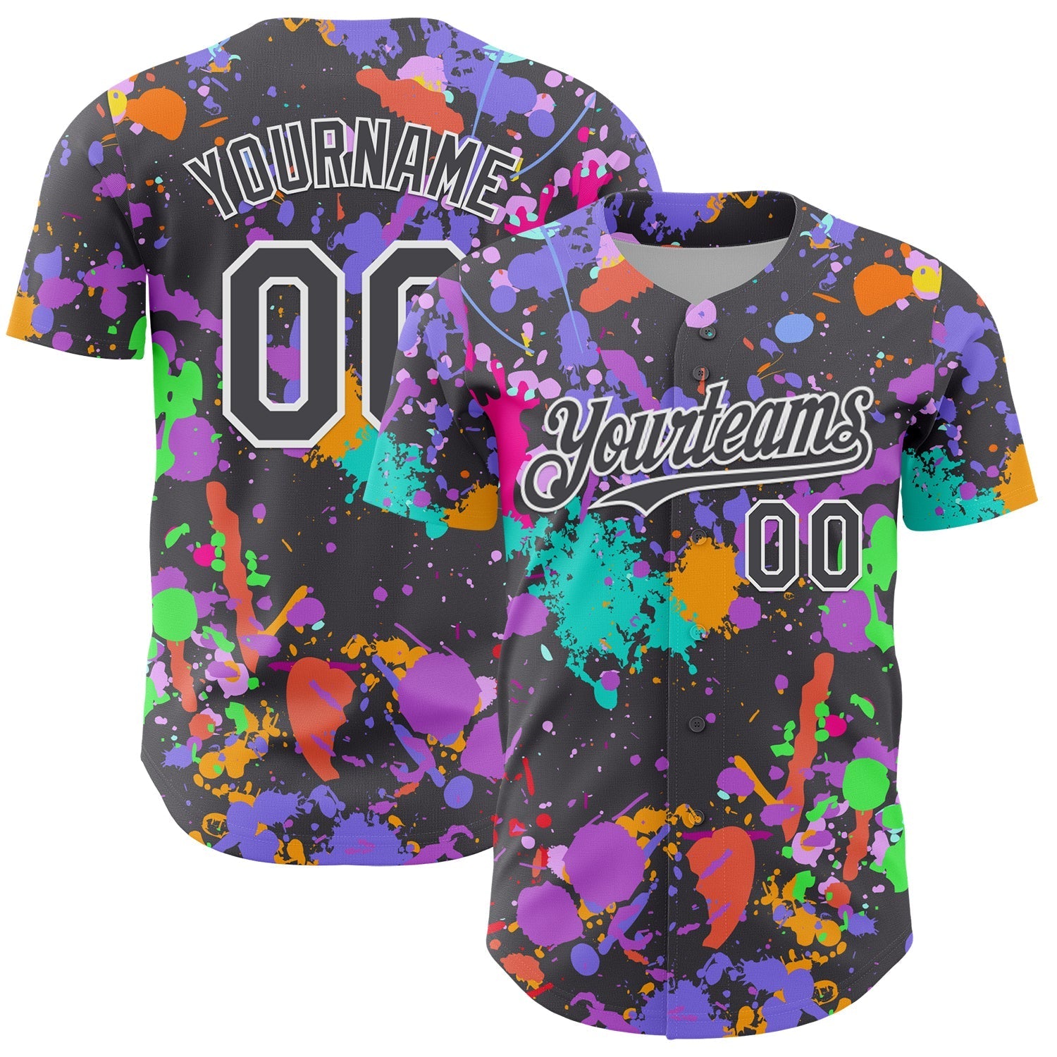 Custom Graffiti Pattern Steel Gray-White Authentic Baseball Jersey baseball jersey product view 1