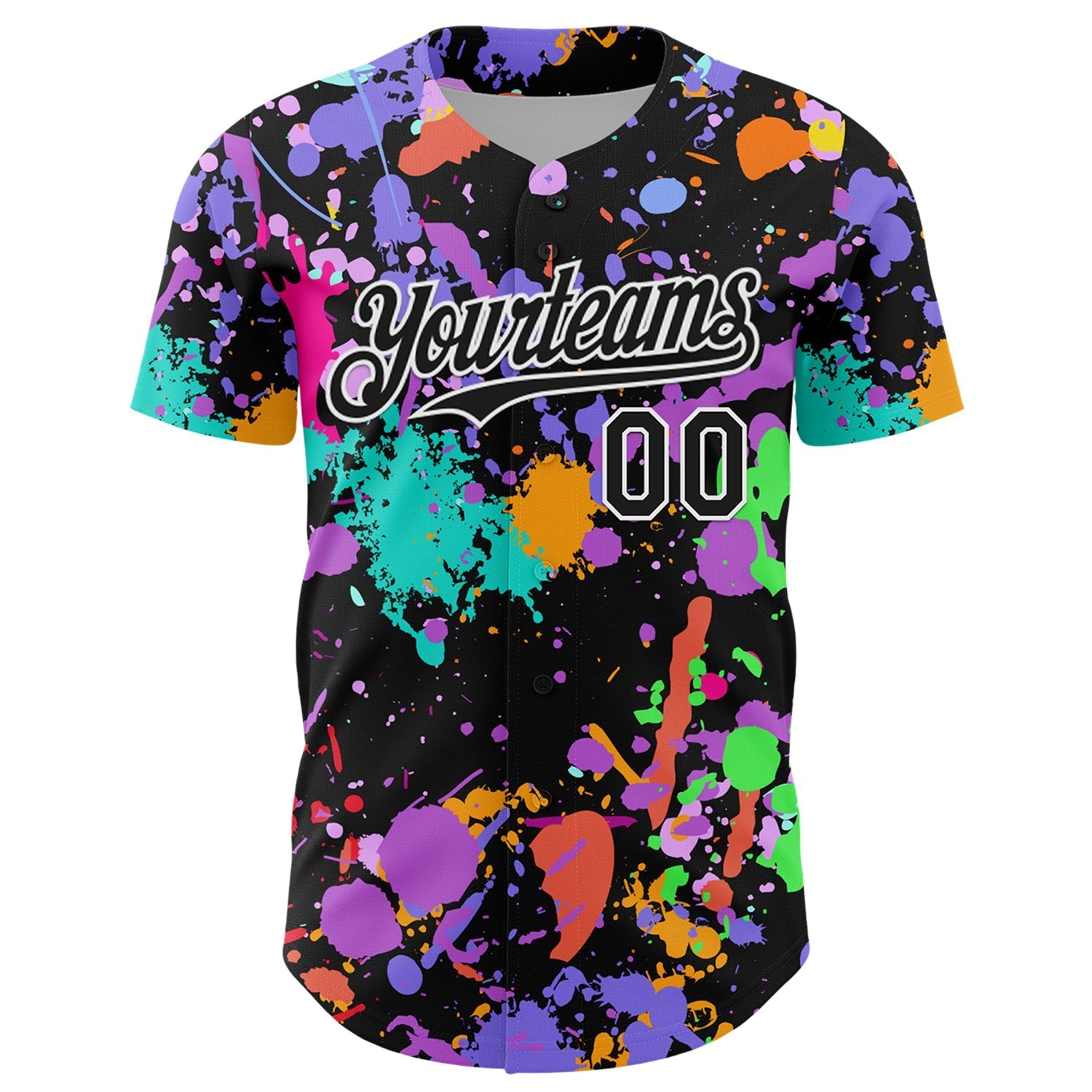 Custom Graffiti Pattern Black-White Authentic Baseball Jersey baseball jersey product view 2