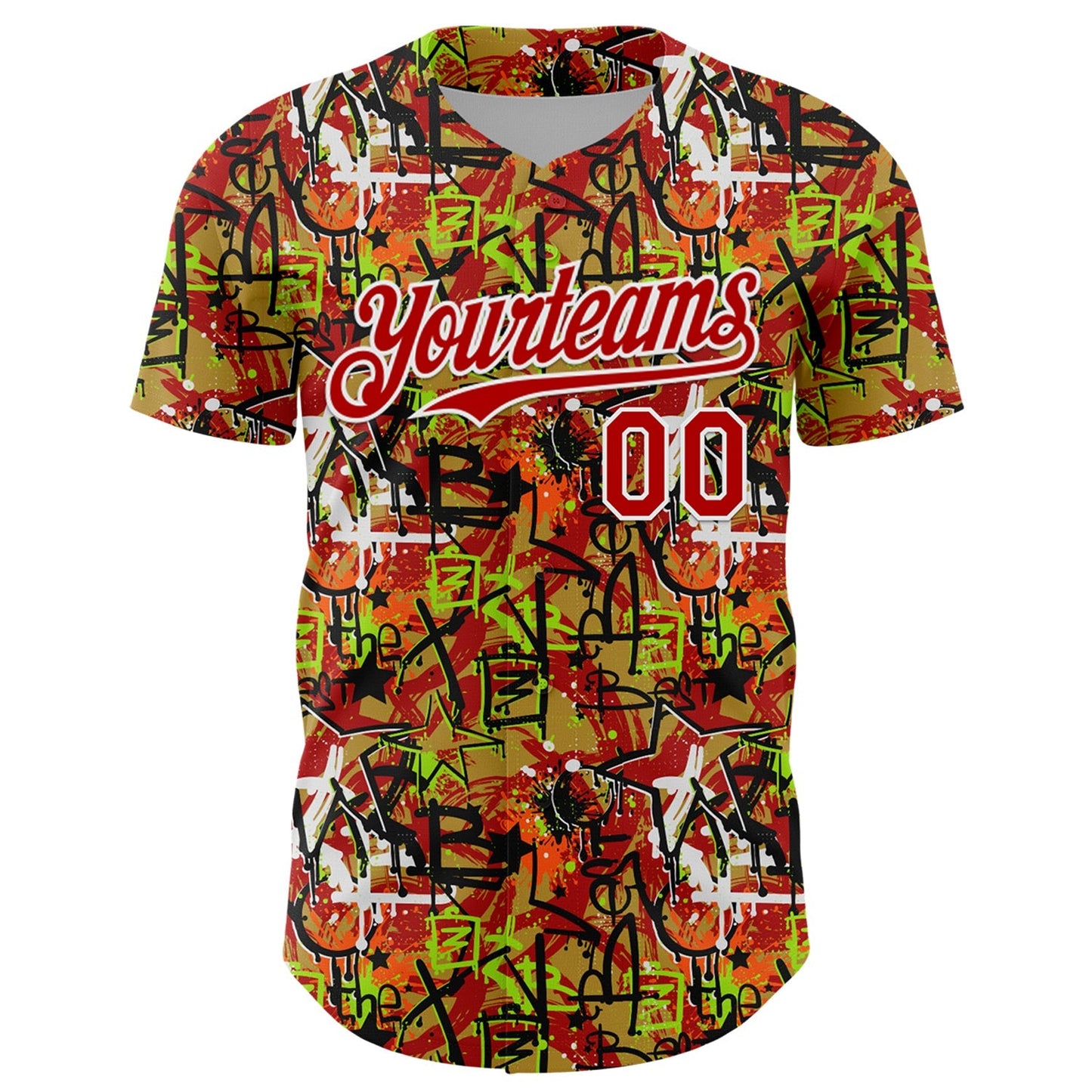 Custom Graffiti Pattern Red-White Splatter Authentic Baseball Jersey baseball jersey product view 2