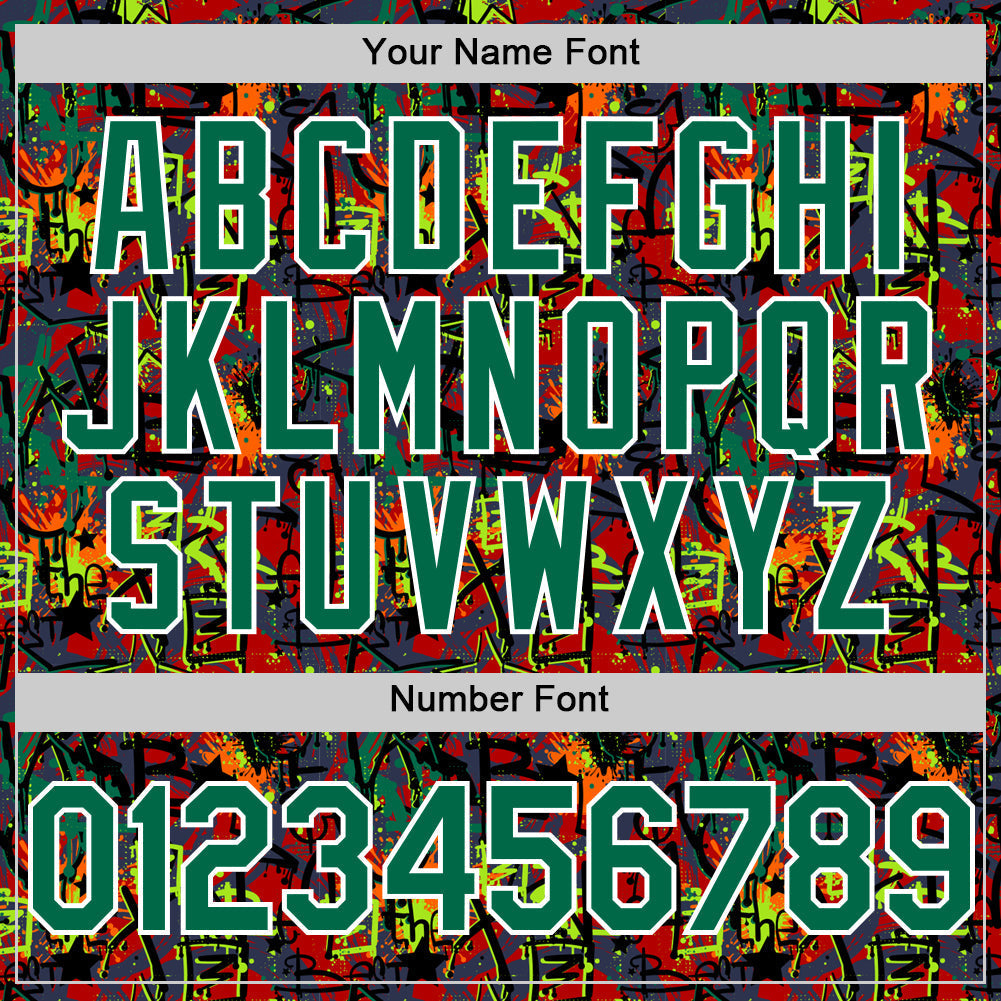 Custom Graffiti Pattern Kelly Green-White Splatter Authentic Baseball Jersey baseball jersey product view 5
