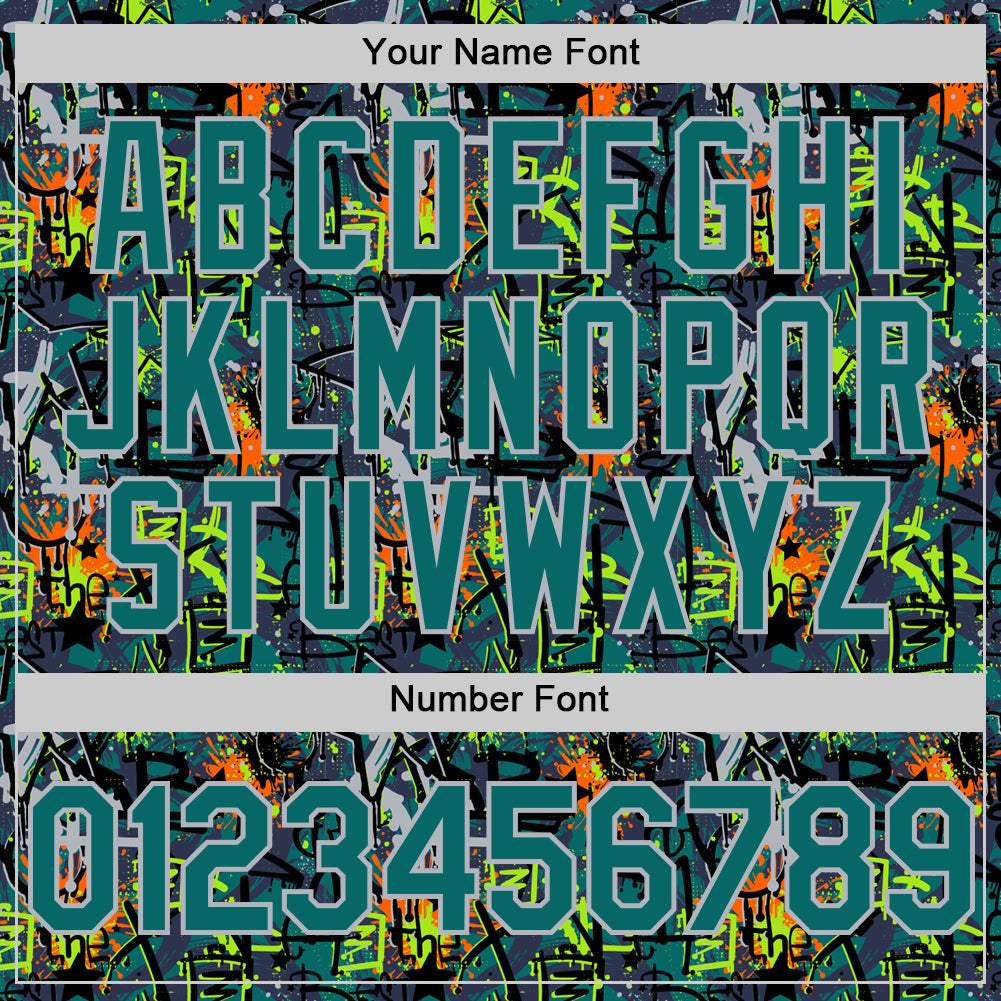 Custom Graffiti Pattern Teal-Gray Splatter Authentic Baseball Jersey baseball jersey product view 5