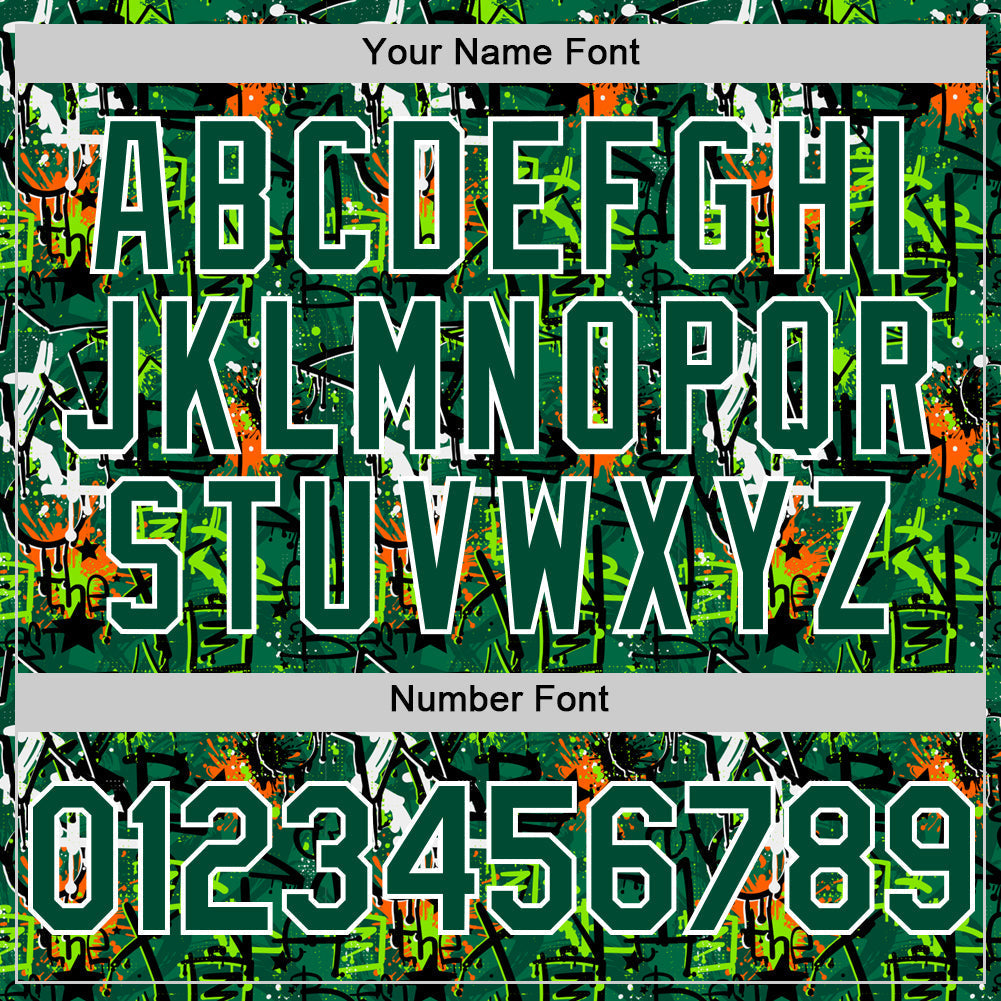 Custom Graffiti Pattern Green-White Splatter Authentic Baseball Jersey baseball jersey product view 5