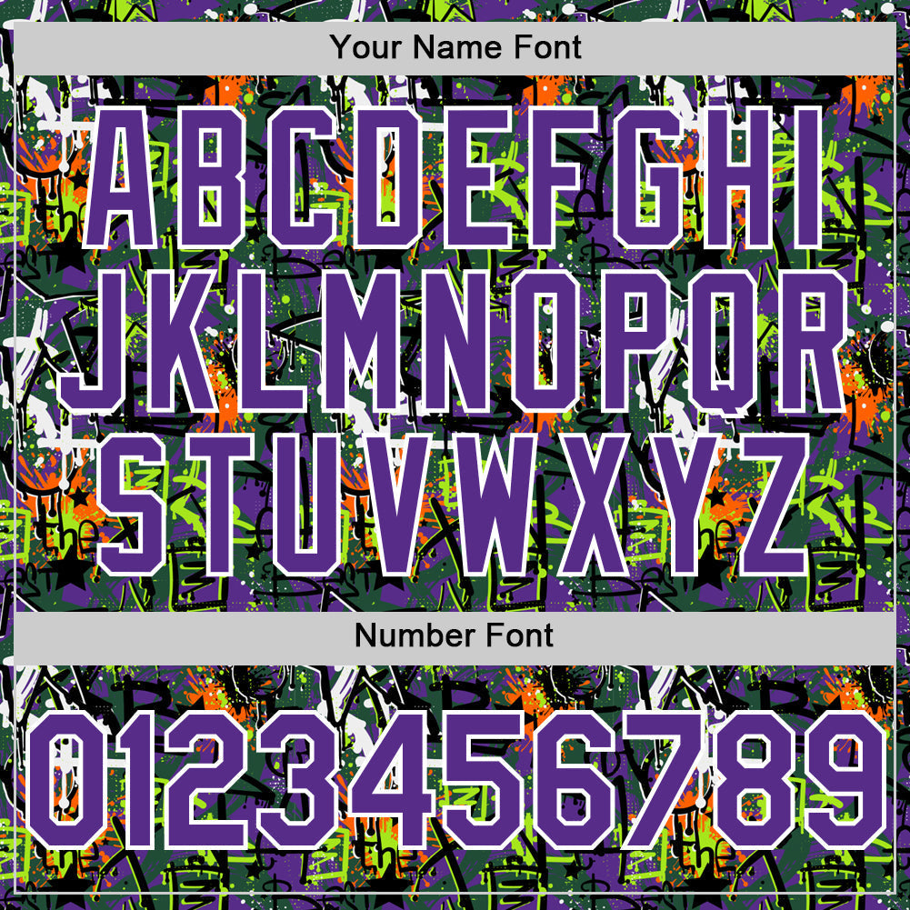 Custom Graffiti Pattern Purple-White Splatter Authentic Baseball Jersey baseball jersey product view 5