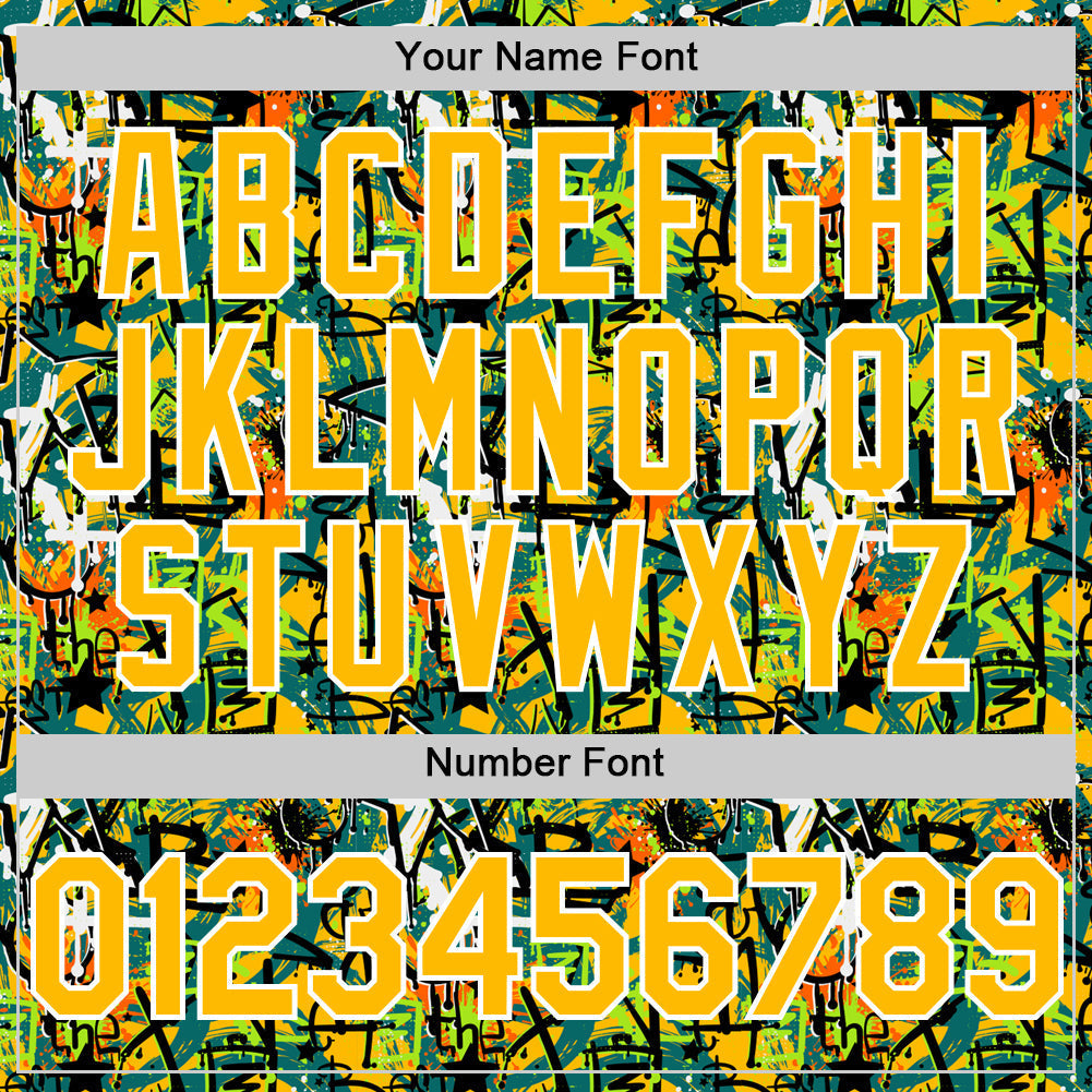 Custom Graffiti Pattern Gold-White Splatter Authentic Baseball Jersey baseball jersey product view 5