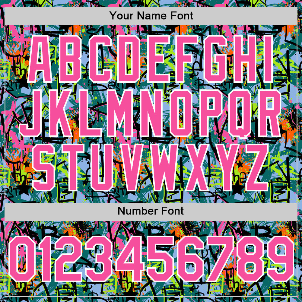 Custom Graffiti Pattern Pink-White Splatter Authentic Baseball Jersey baseball jersey product view 5