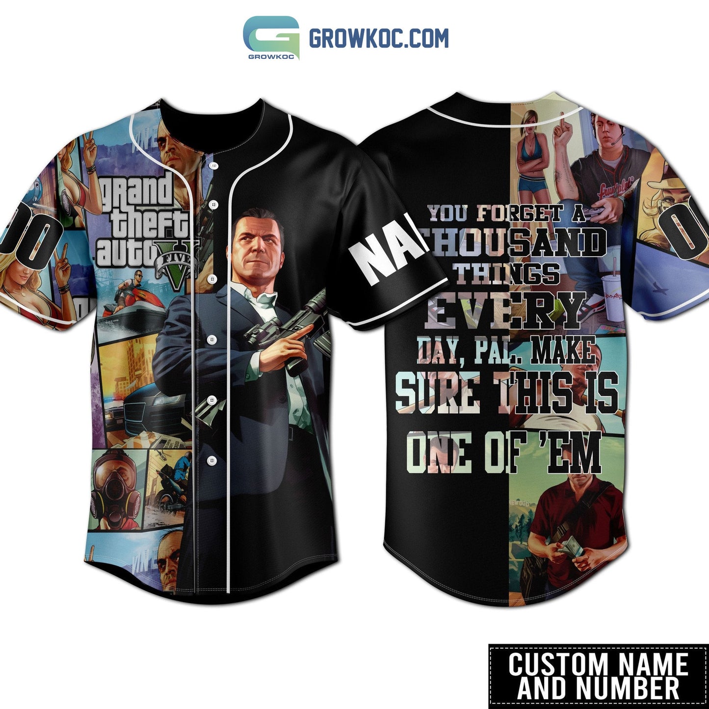 Grand Theft Auto V Personalized Baseball Jersey baseball jersey product view 1