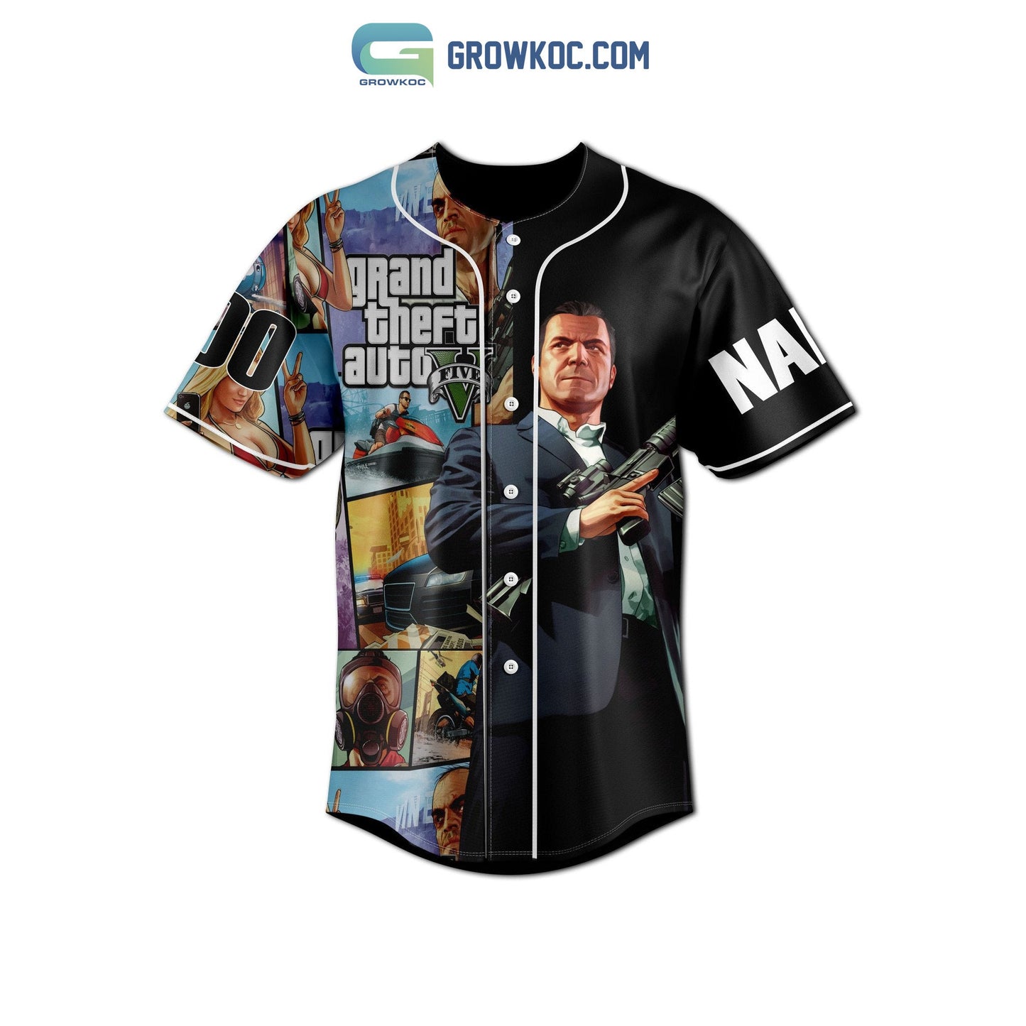 Grand Theft Auto V Personalized Baseball Jersey baseball jersey product view 2