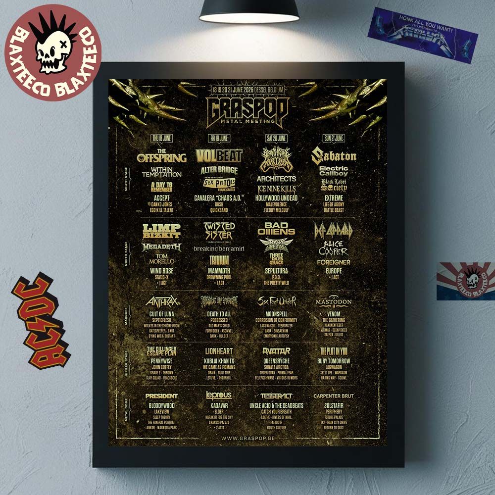 Graspop Metal Meeting 2026 Festival Full Lineup In Dessel Belgium On 13 19 20 21 June 2026 Home Decor Poster Canvas - T-Shirt, Sweatshirt, Hoodie