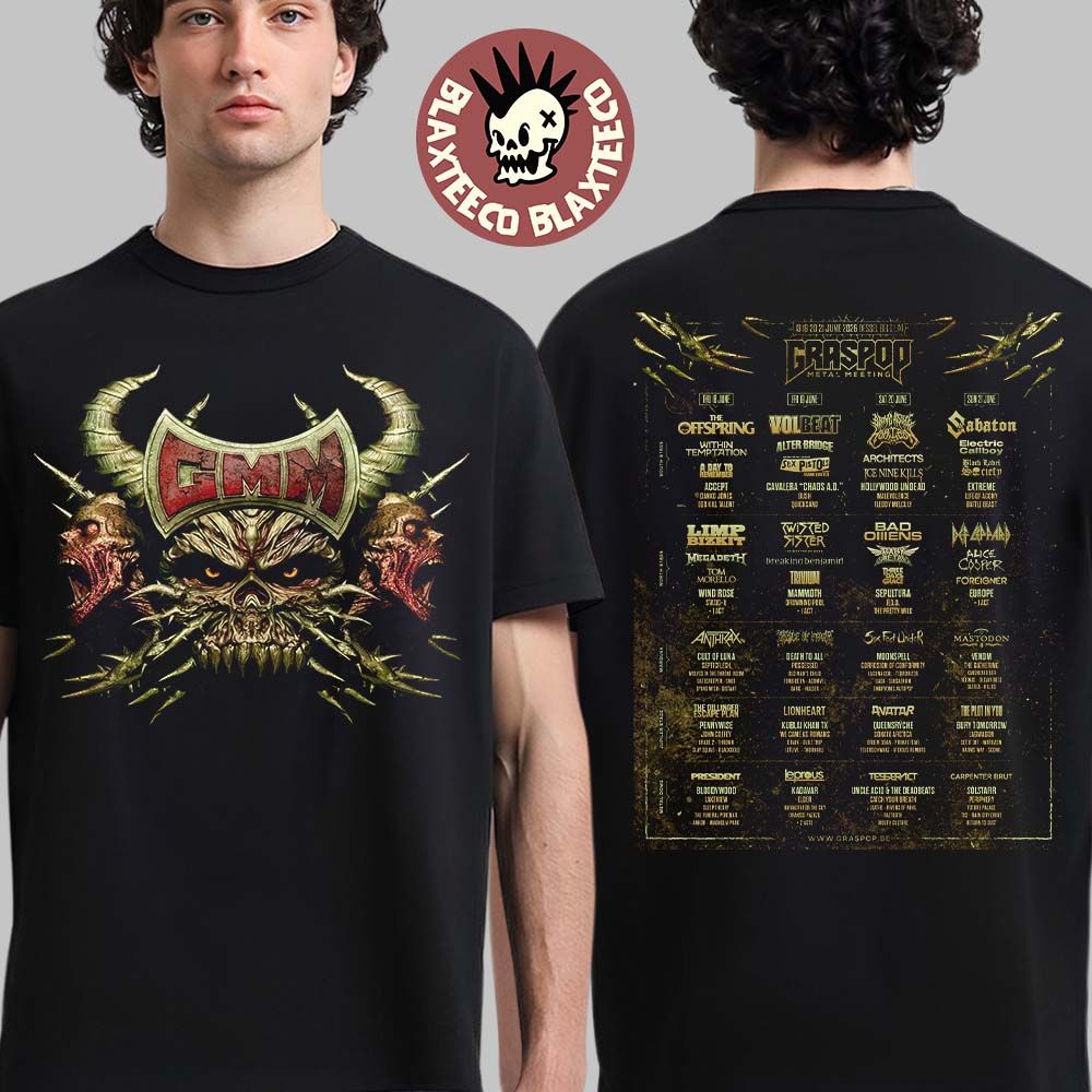 Graspop Metal Meeting 2026 Festival Full Lineup In Dessel Belgium On 13 19 20 21 June 2026 Skull Art Two Sided T Shirt - T-Shirt, Sweatshirt, Hoodie
