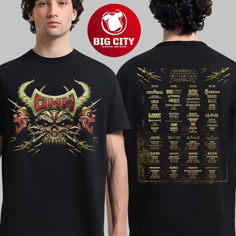 Graspop Metal Meeting 2026 Festival Full Lineup In Dessel Belgium Two Sided Shirt Unisex T-shirt, Sweatshirt, Hoodie, Long Sleeve Tee - T-Shirt, Sweatshirt, Hoodie