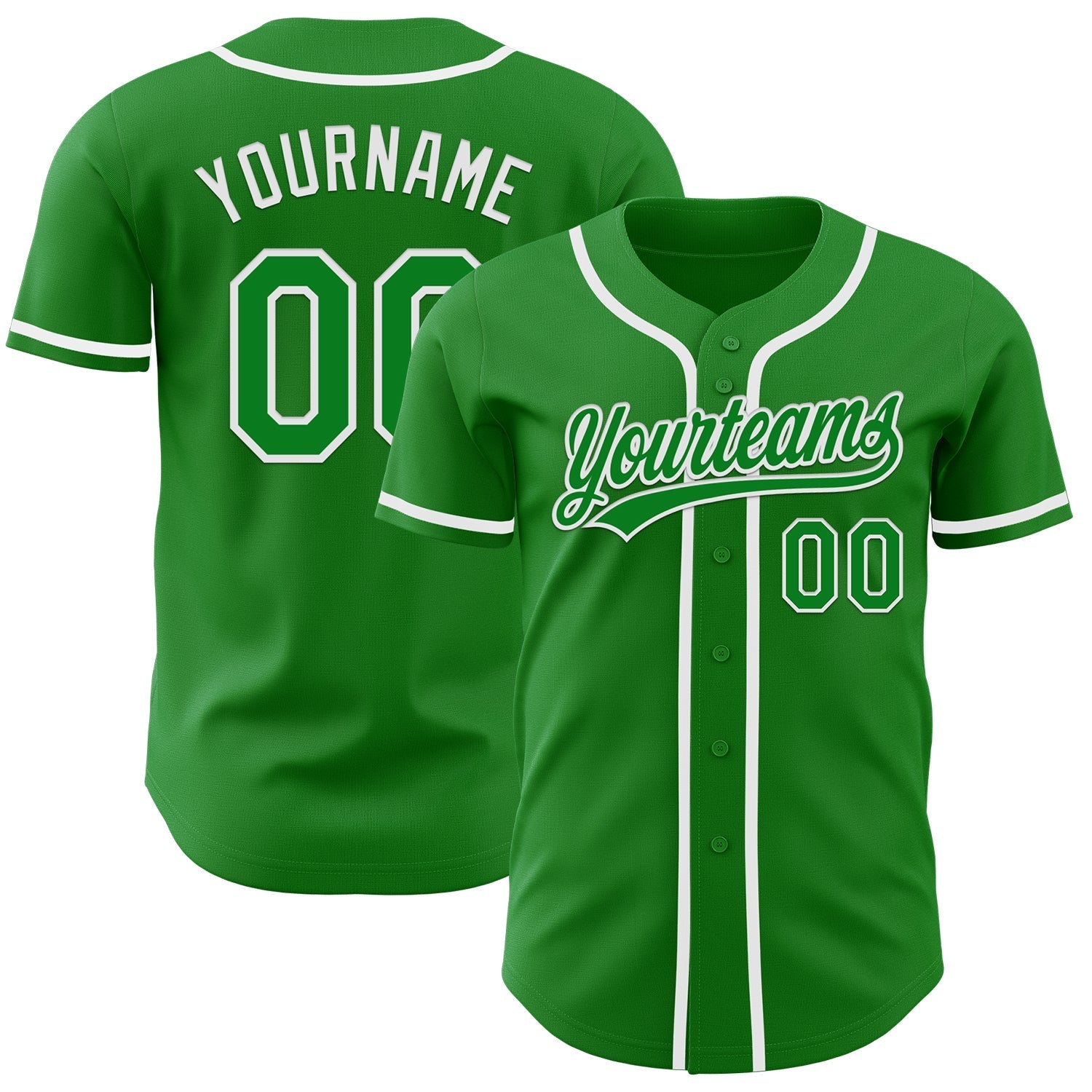 Custom Grass Green White Authentic Baseball Jersey baseball jersey product view 1