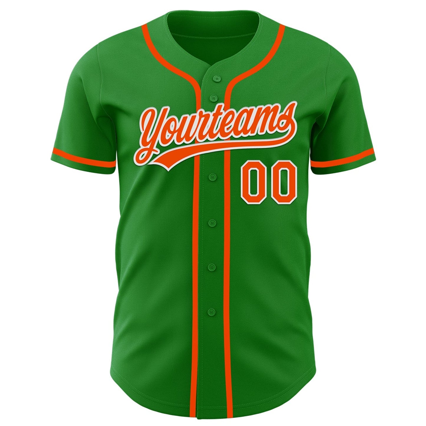 Custom Grass Green Orange-White Authentic Baseball Jersey baseball jersey product view 2