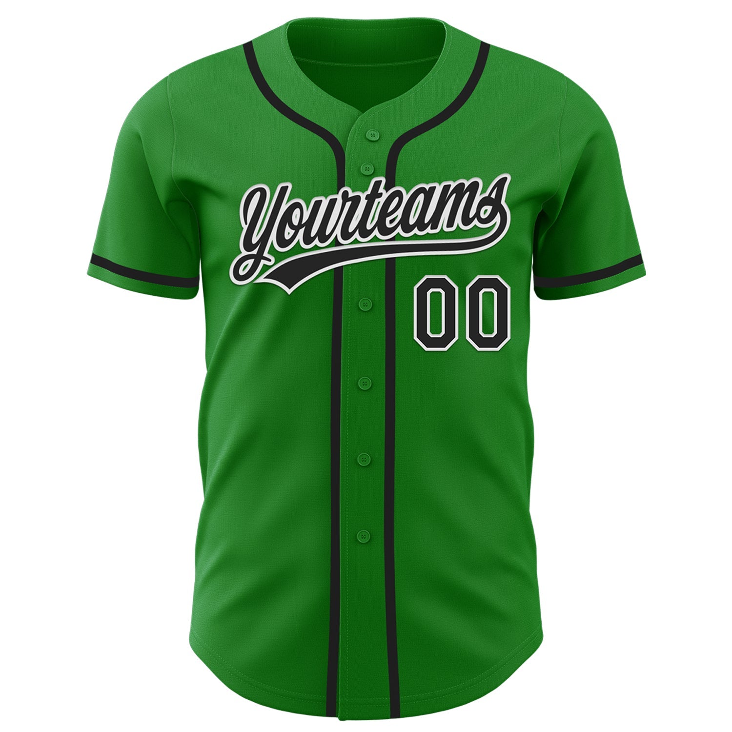 Custom Grass Green Black-White Authentic Baseball Jersey baseball jersey product view 2