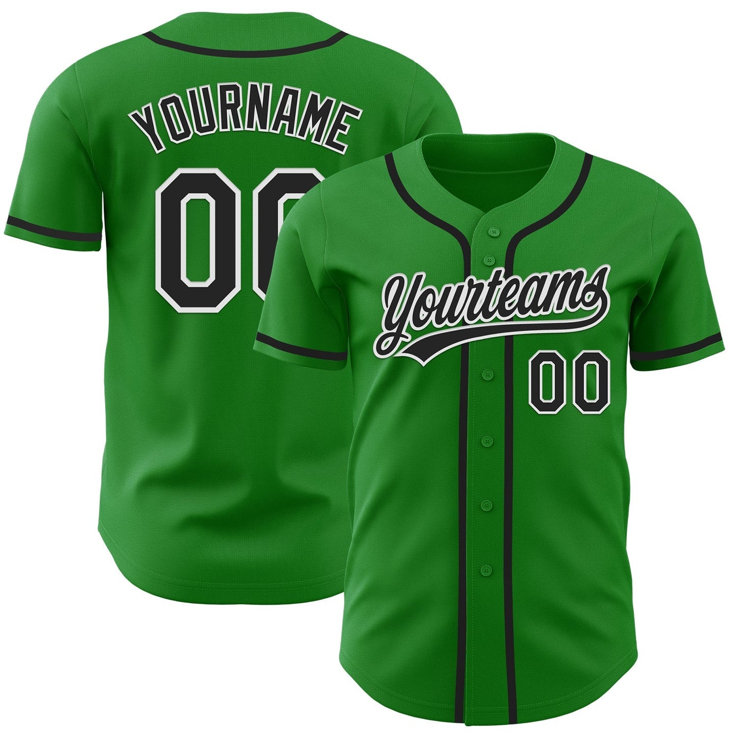 Custom Grass Green Black-White Authentic Baseball Jersey baseball jersey product view 1