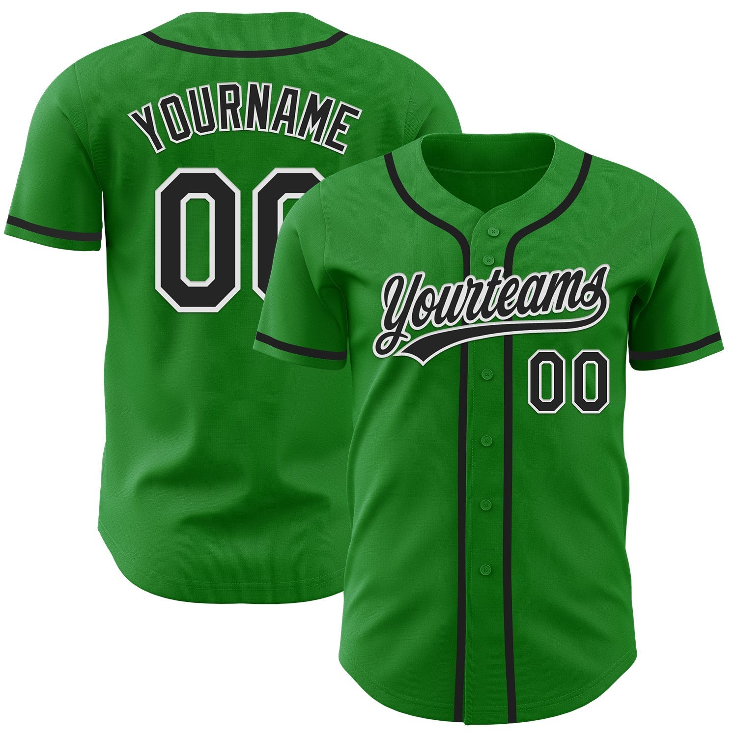Custom Grass Green Black-White Authentic Baseball Jersey baseball jersey product view 1
