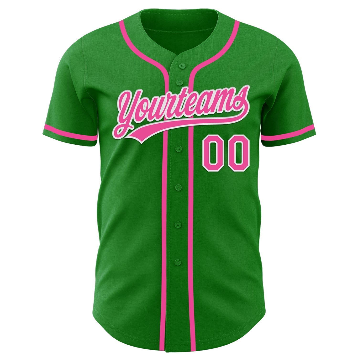 Custom Grass Green Pink-White Authentic Baseball Jersey baseball jersey product view 2