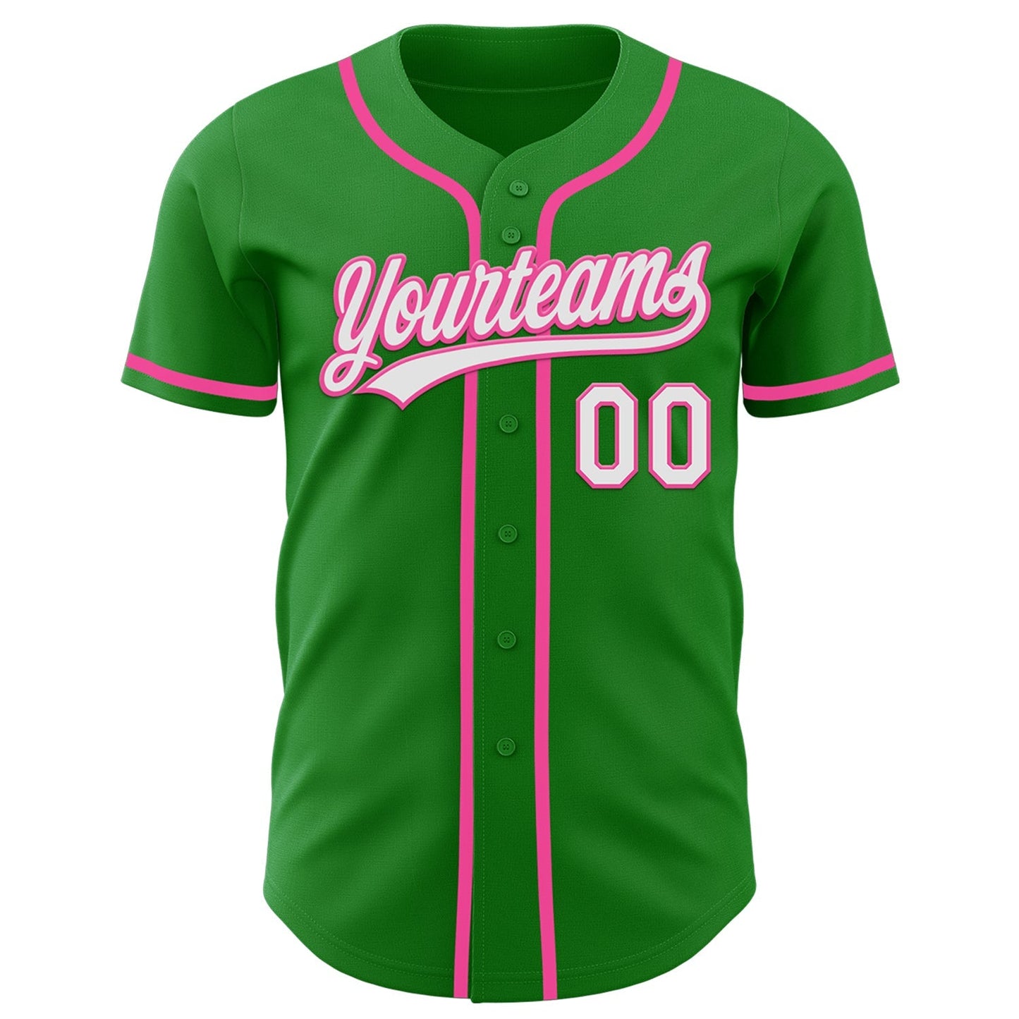 Custom Grass Green White-Pink Authentic Baseball Jersey baseball jersey product view 2