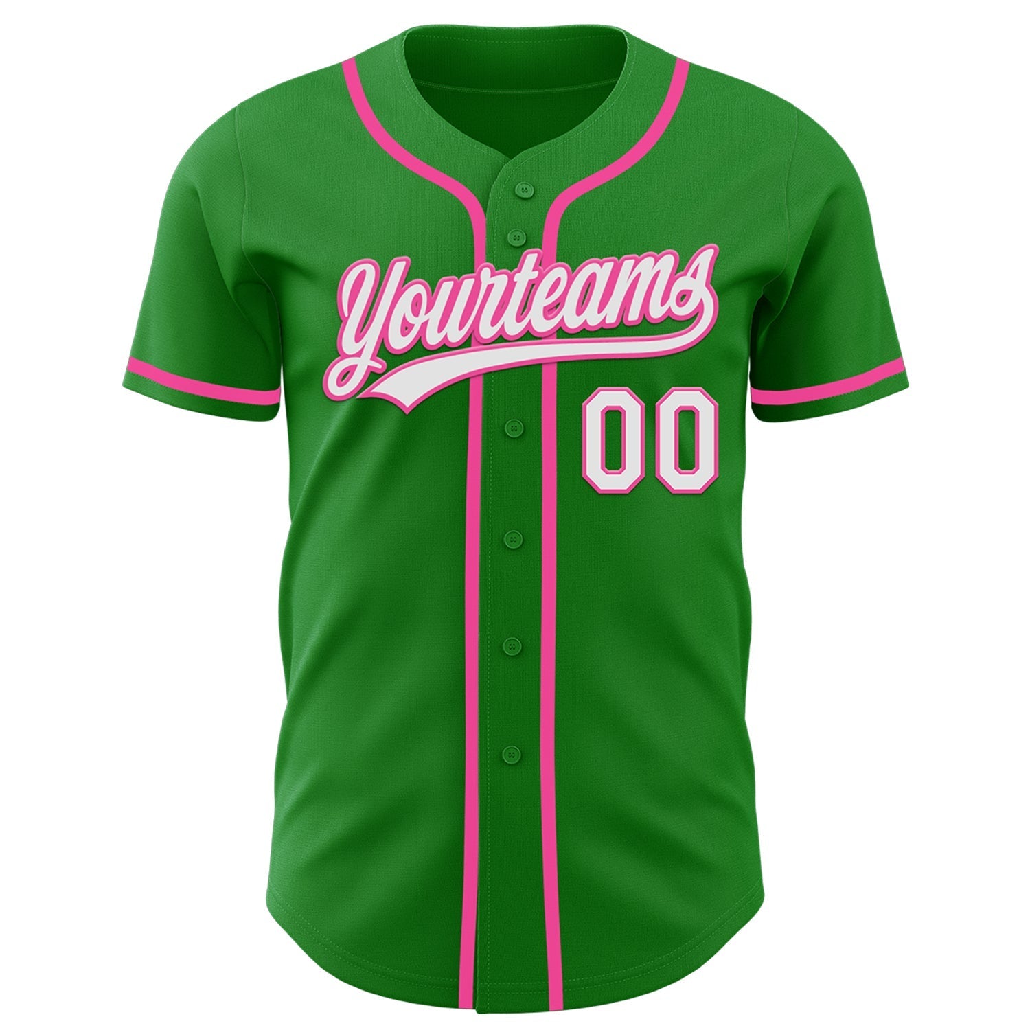 Custom Grass Green White-Pink Authentic Baseball Jersey baseball jersey product view 2