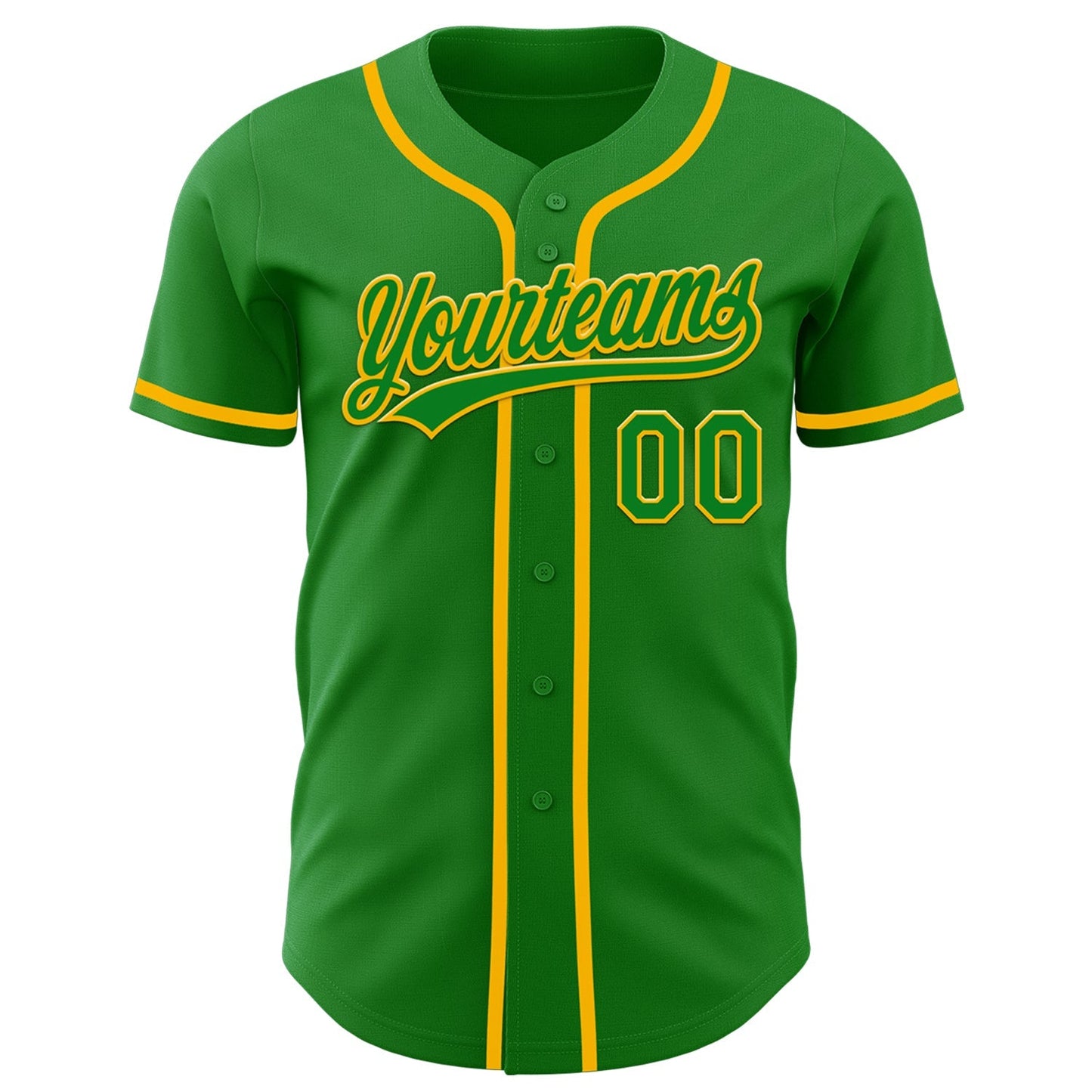 Custom Grass Green Gold Authentic Baseball Jersey baseball jersey product view 2
